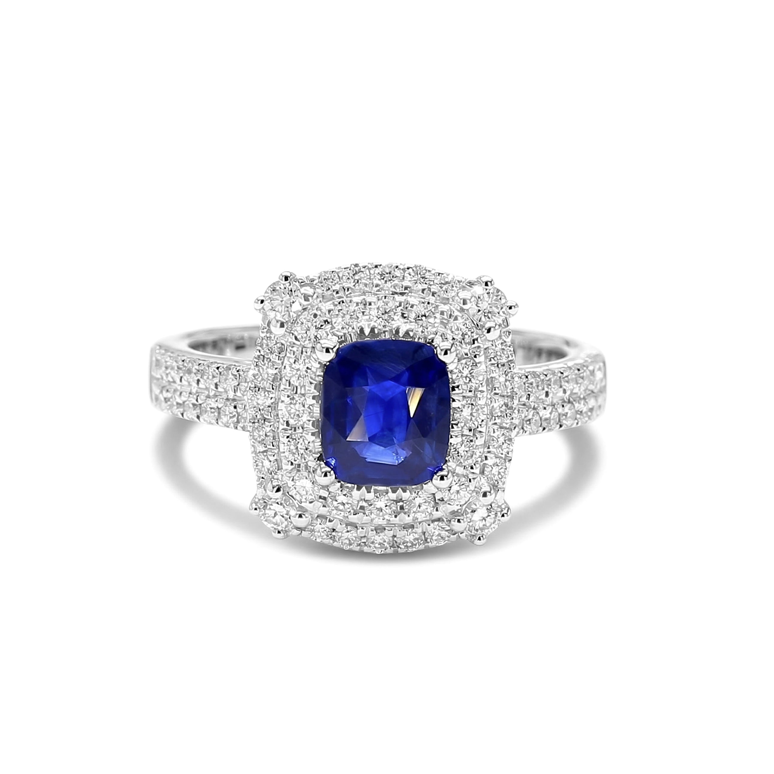 Natural Cushion Sapphire & Diamond Halo Ring product image 1