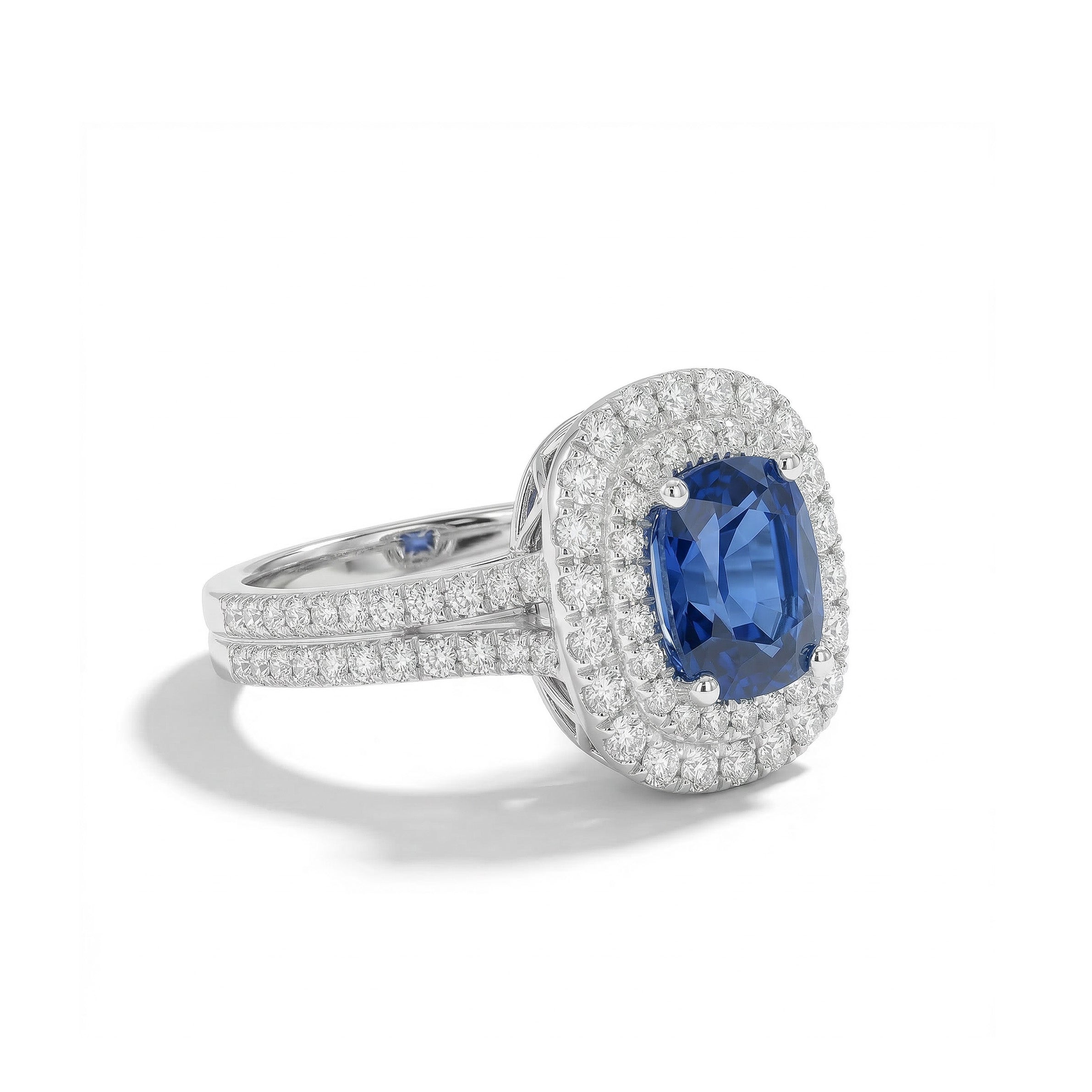 Natural Cushion Sapphire & Diamond Ring product image 2