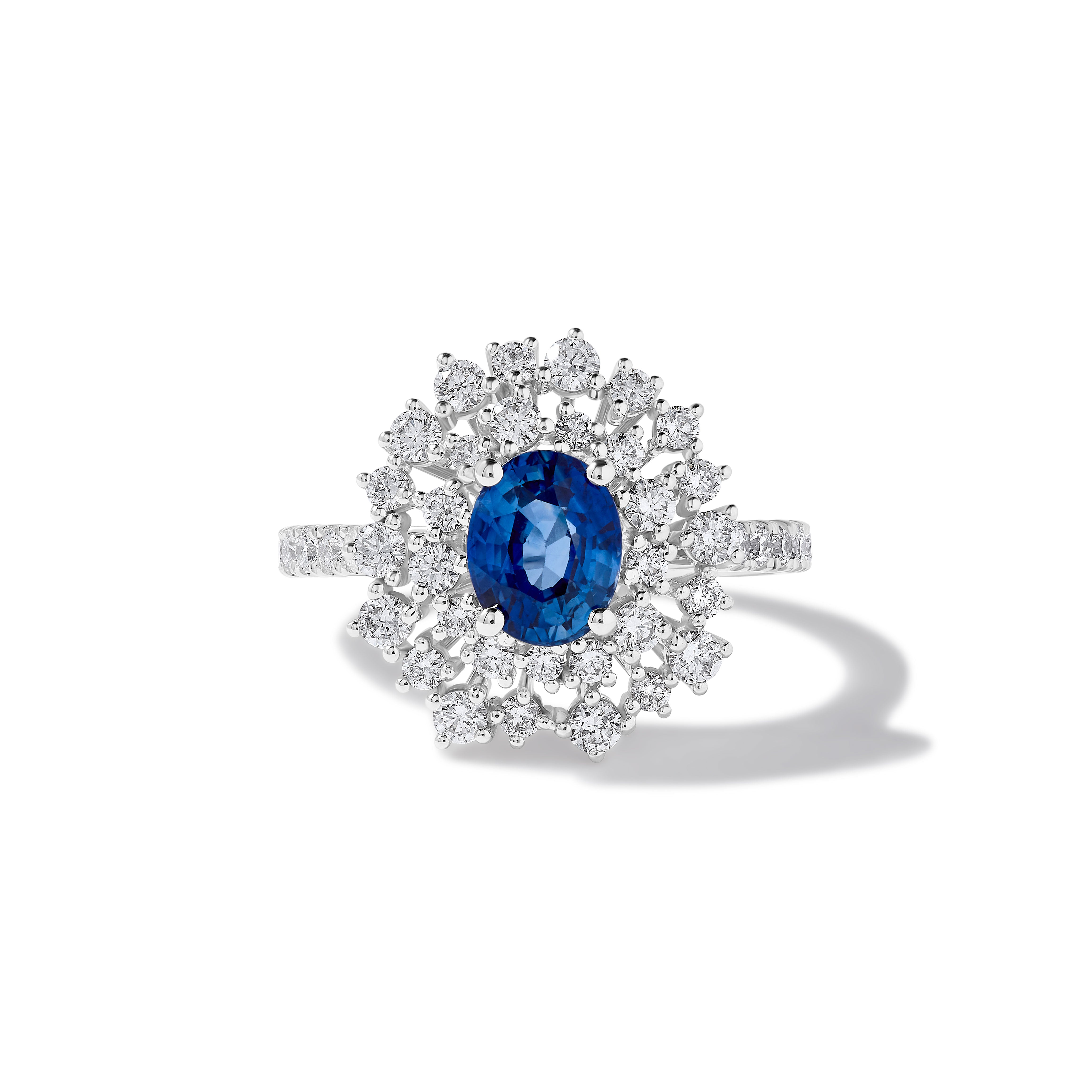 Oval Blue Sapphire & White Diamond Ring JRC261GH