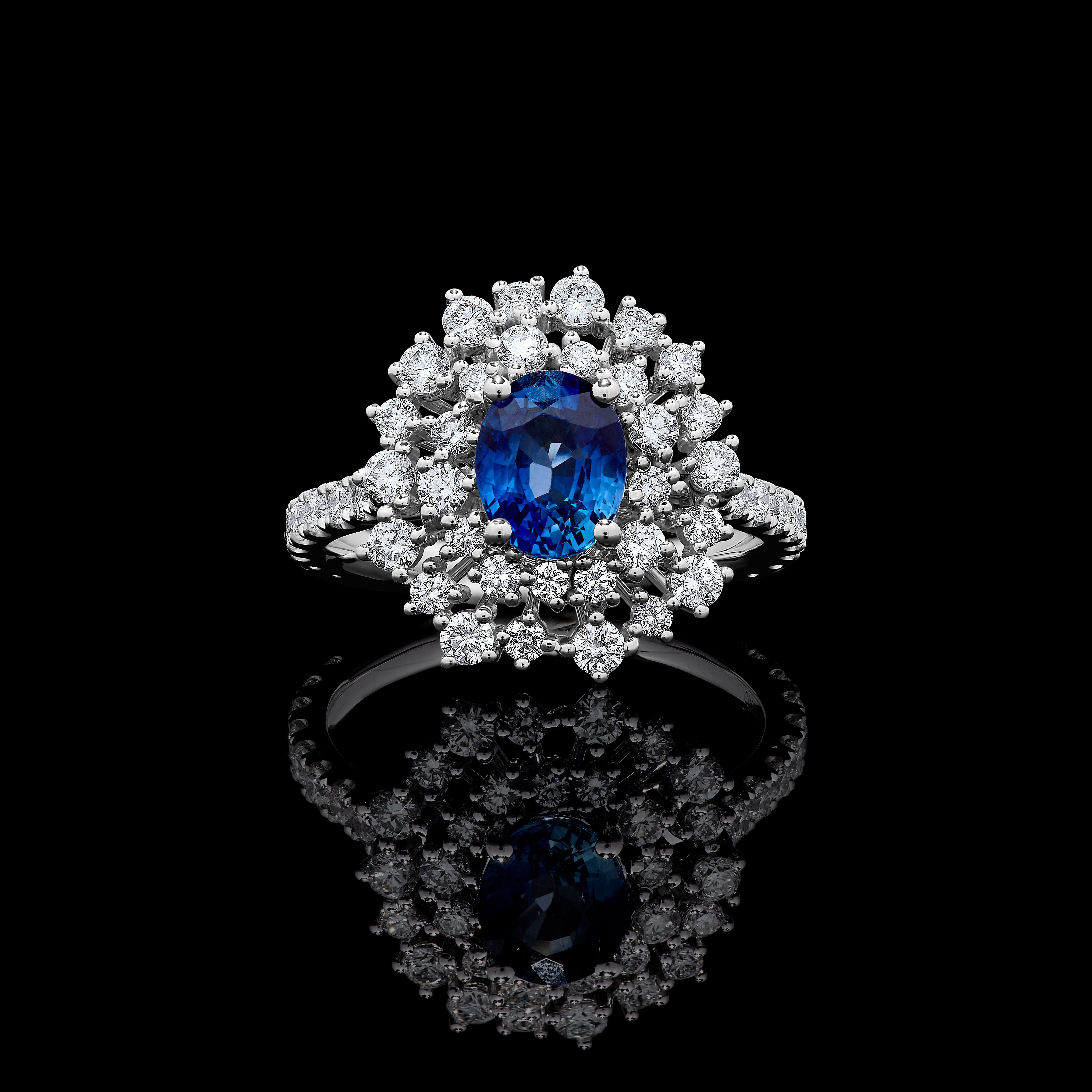 Oval Blue Sapphire & White Diamond Ring JRC261GH