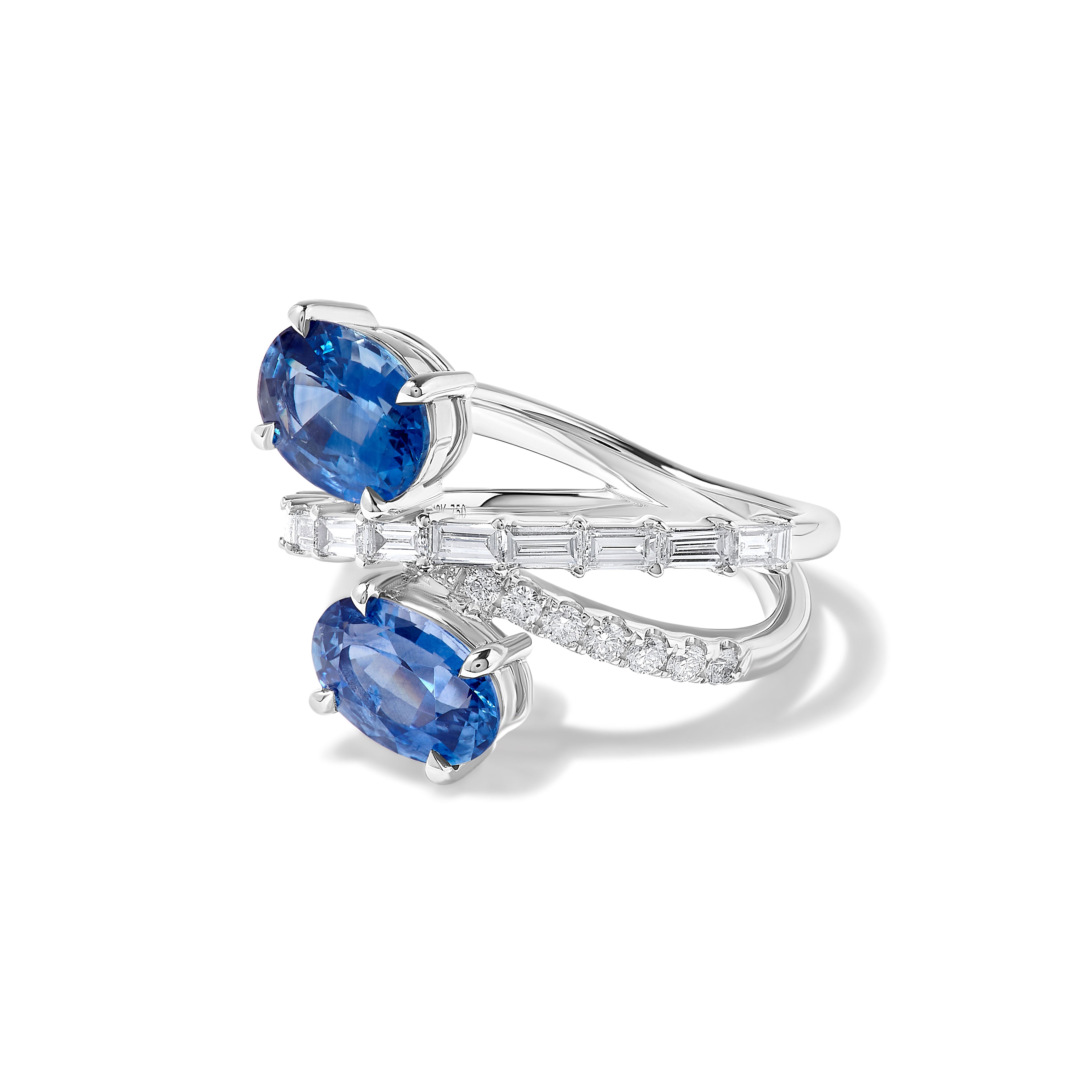 Blue Oval Sapphire & White Diamond Ring JRC263GH