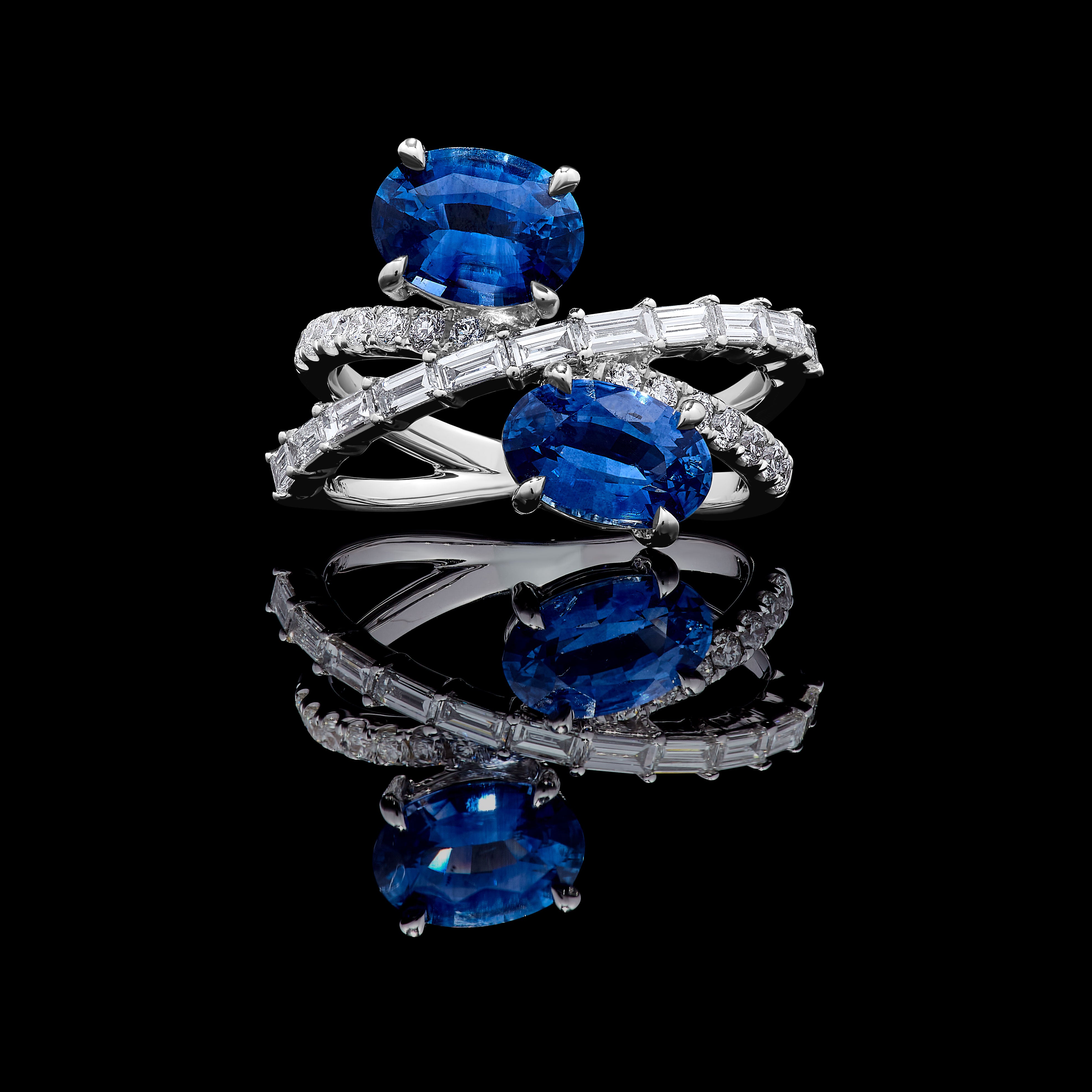 Blue Oval Sapphire & White Diamond Ring JRC263GH