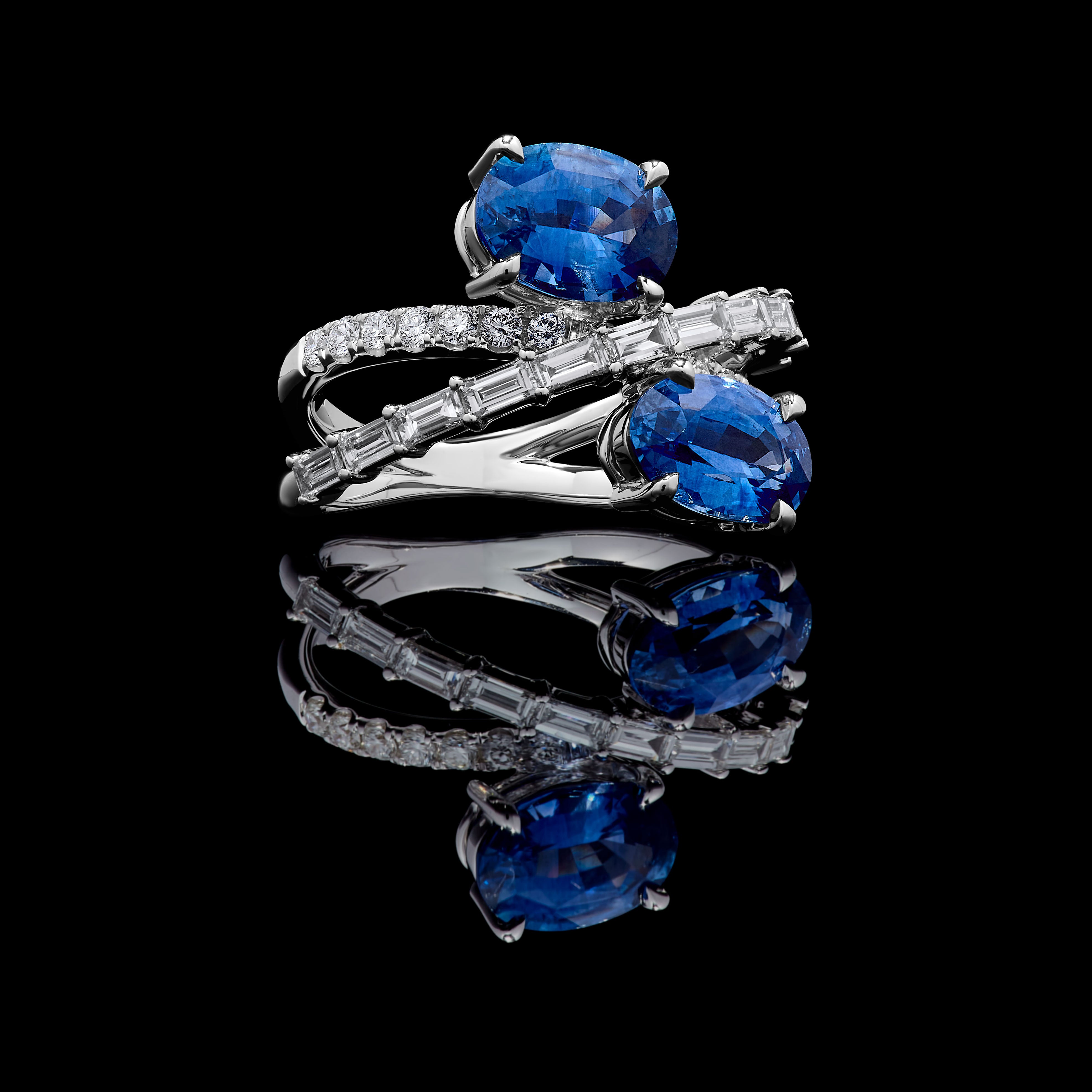 Blue Oval Sapphire & White Diamond Ring JRC263GH