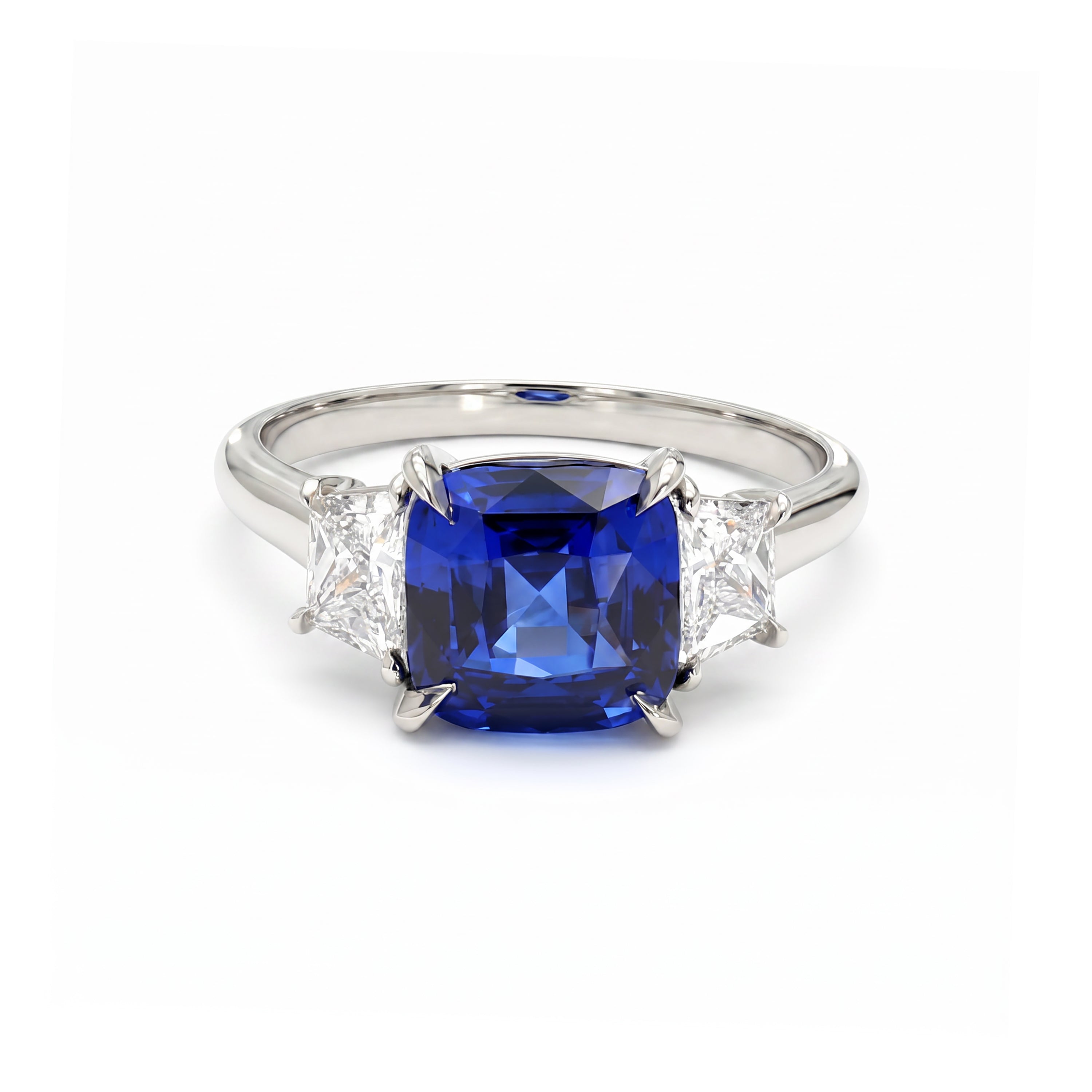 Natural Sapphire & Diamond Three Stone Ring | GIA Certified