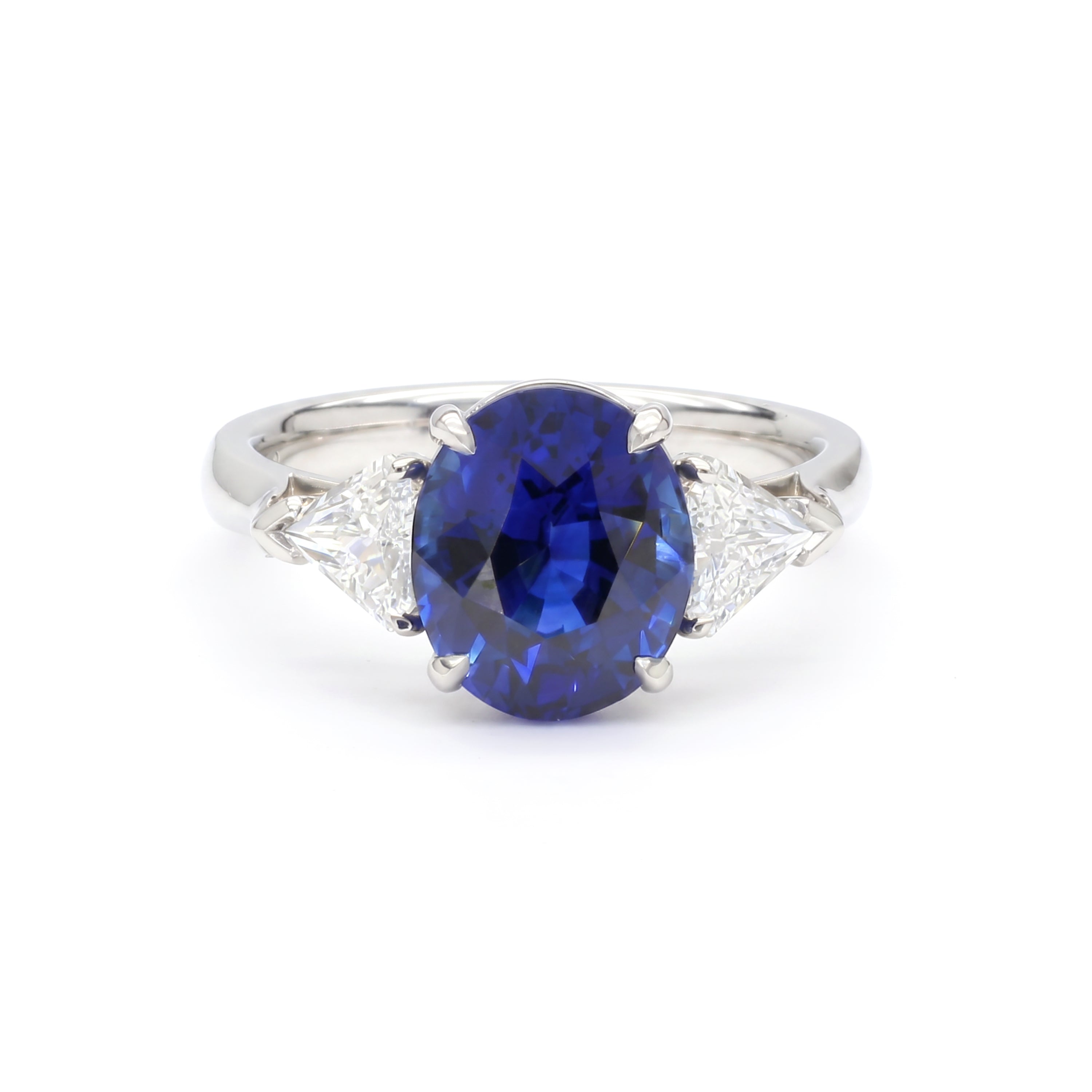 Natural Sapphire Three Stone Ring | GIA Certified