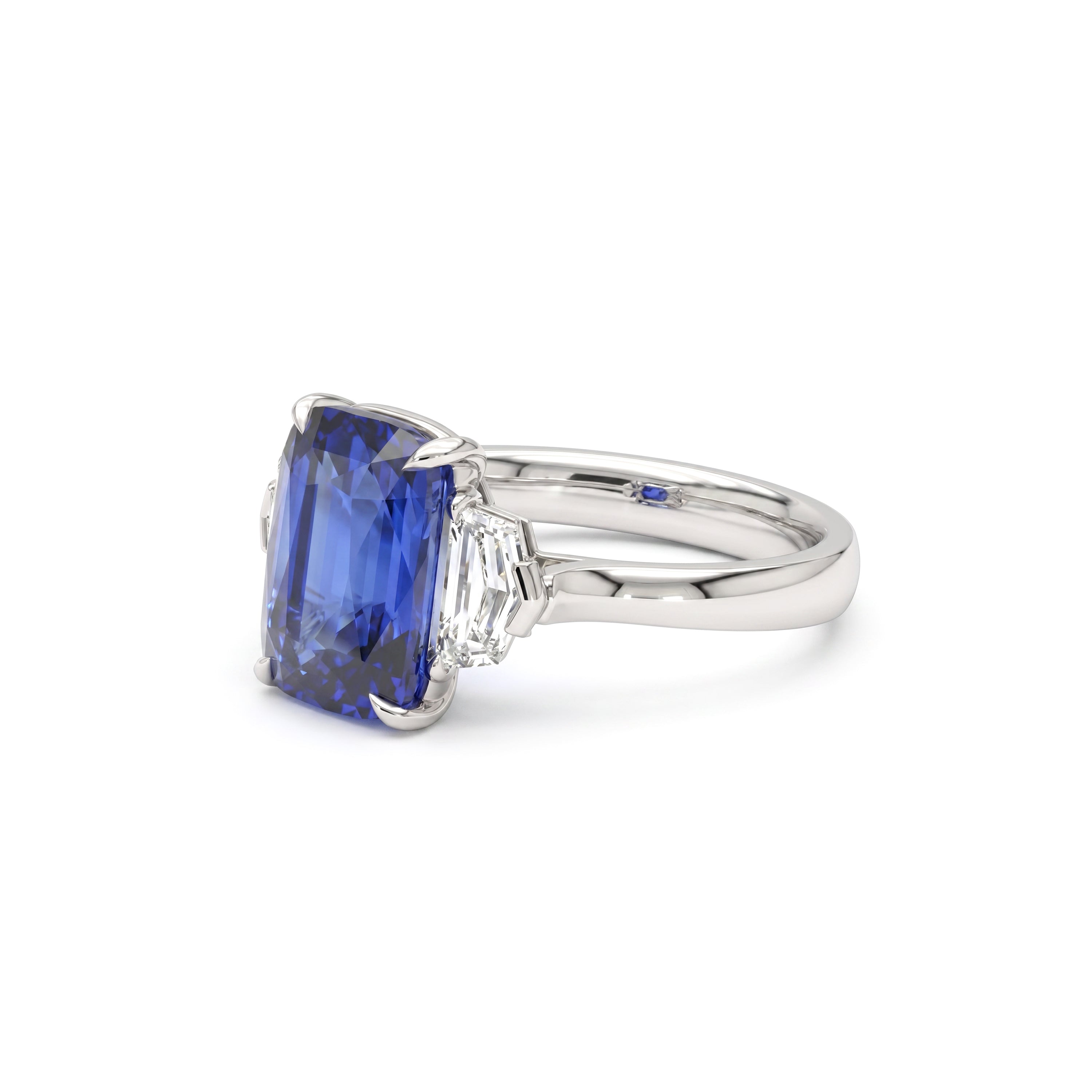 Natural Cushion Sapphire & Diamond Ring | GIA Certified