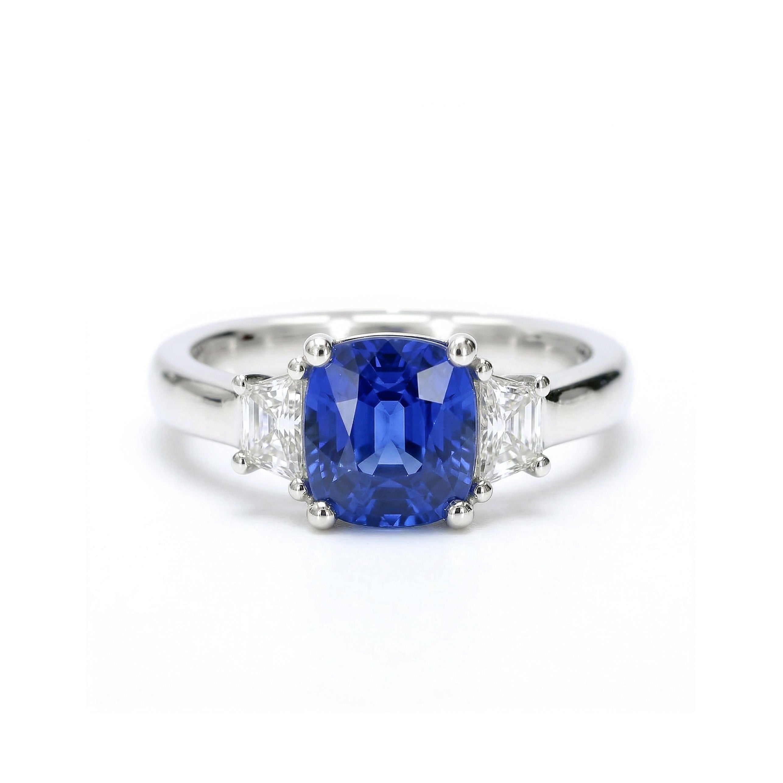 Natural Cushion Cut Sapphire & Diamond Ring product image 1