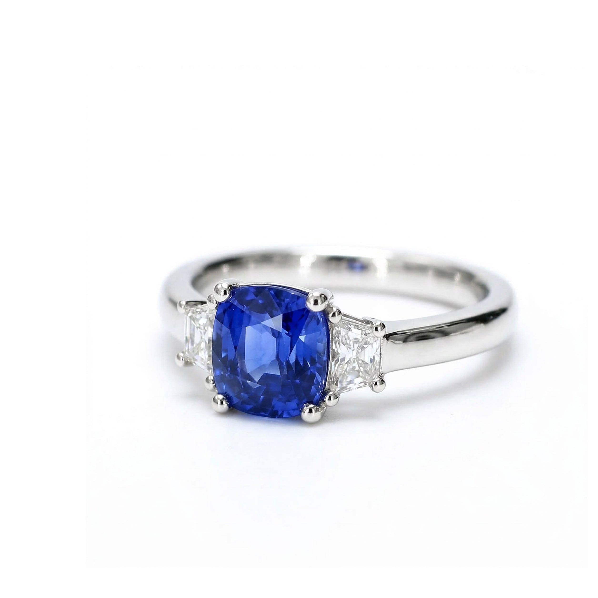 Natural Cushion Cut Sapphire & Diamond Ring product image 2