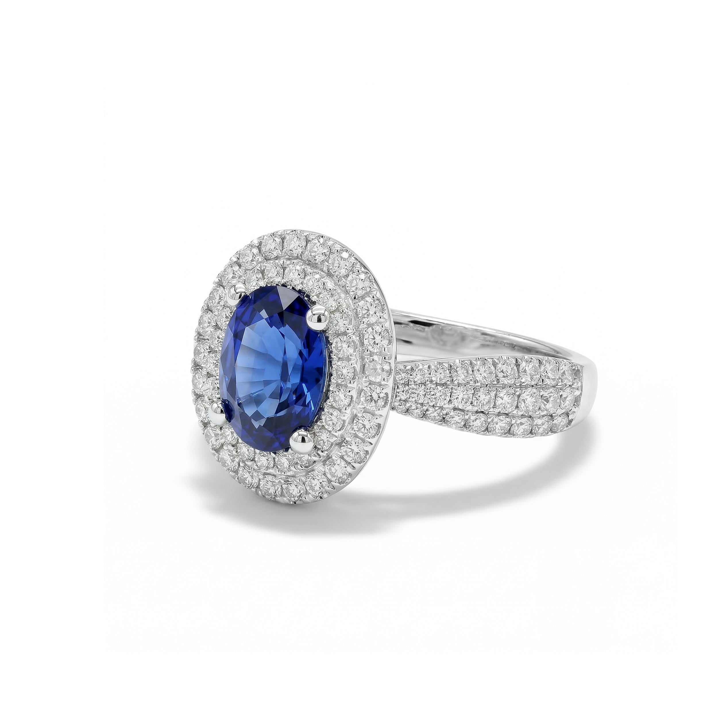 Natural Oval Sapphire & Diamond Halo Ring product image 2