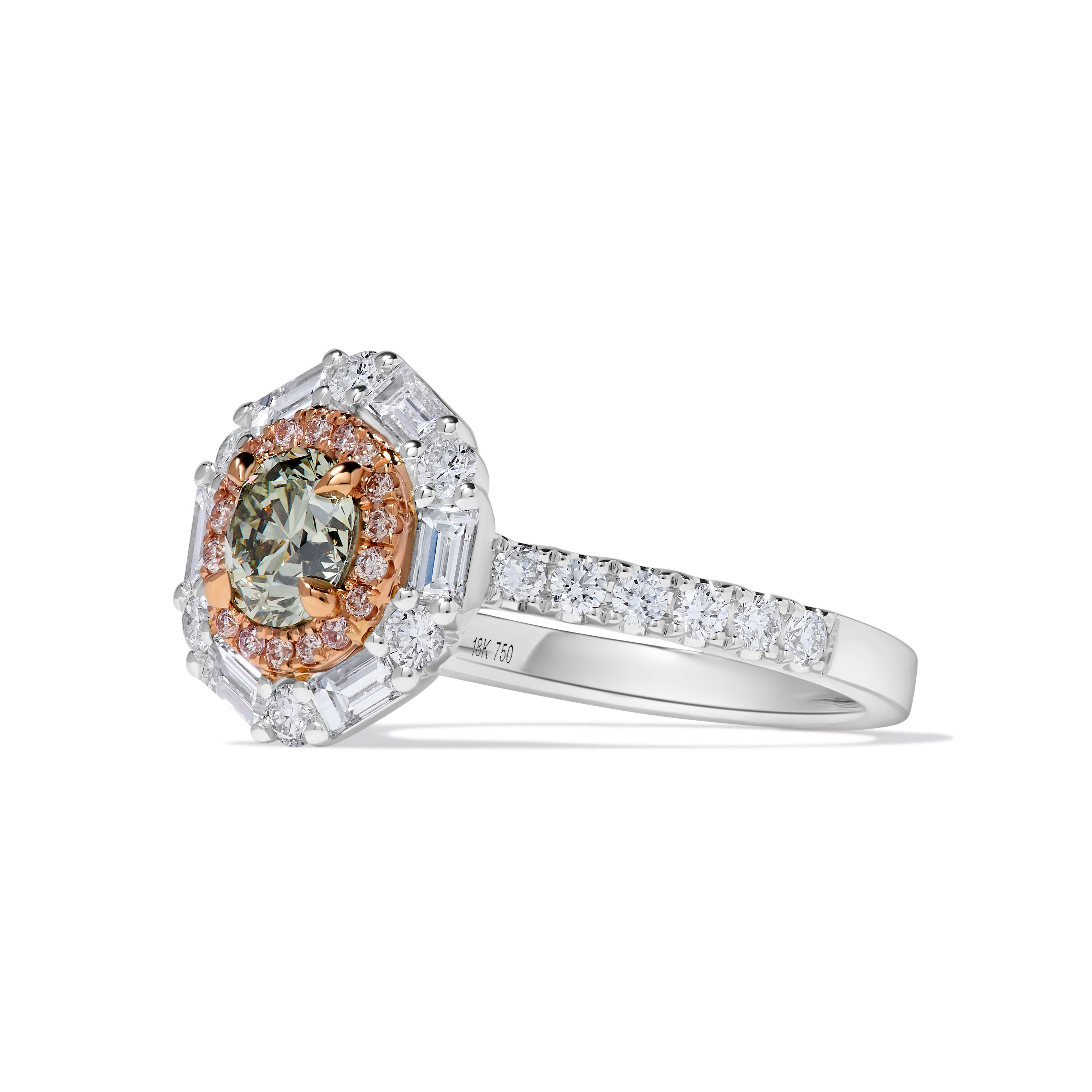 Natural Green Round Diamond Ring GIA Certified product image 2
