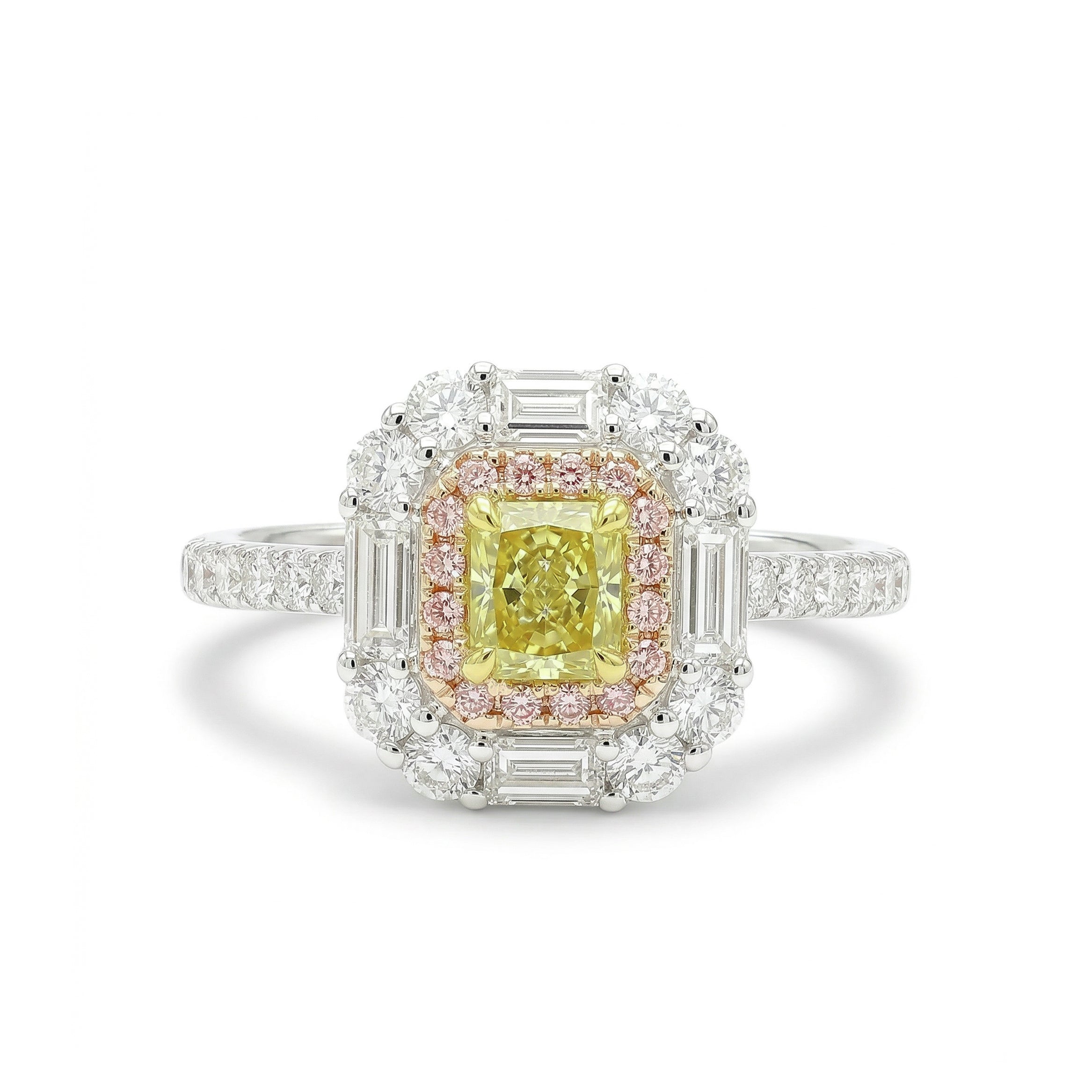 Natural Green Radiant Diamond Halo Ring | GIA Certified product image 1