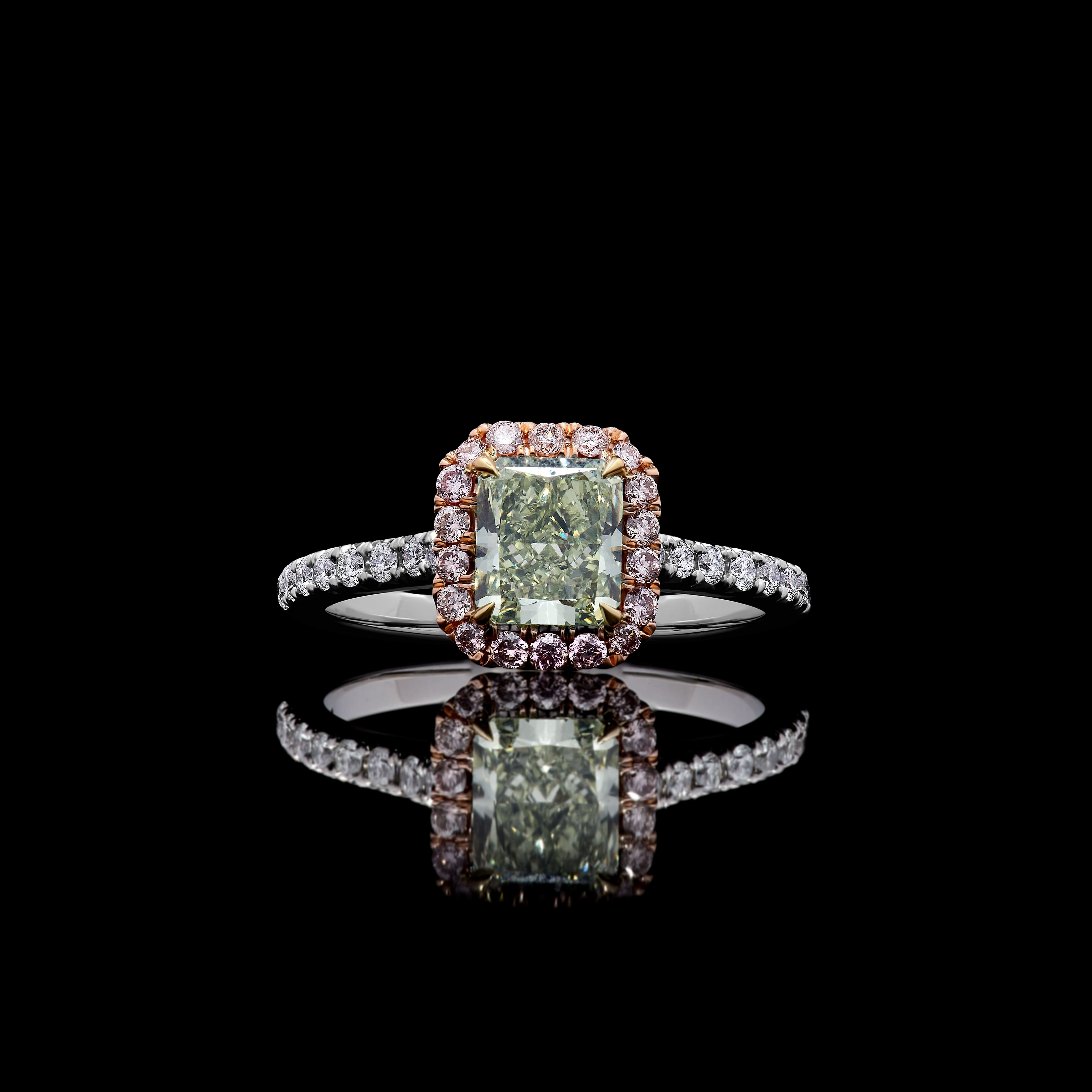 GIA Green Radiant Cut Diamond Ring JRG123G