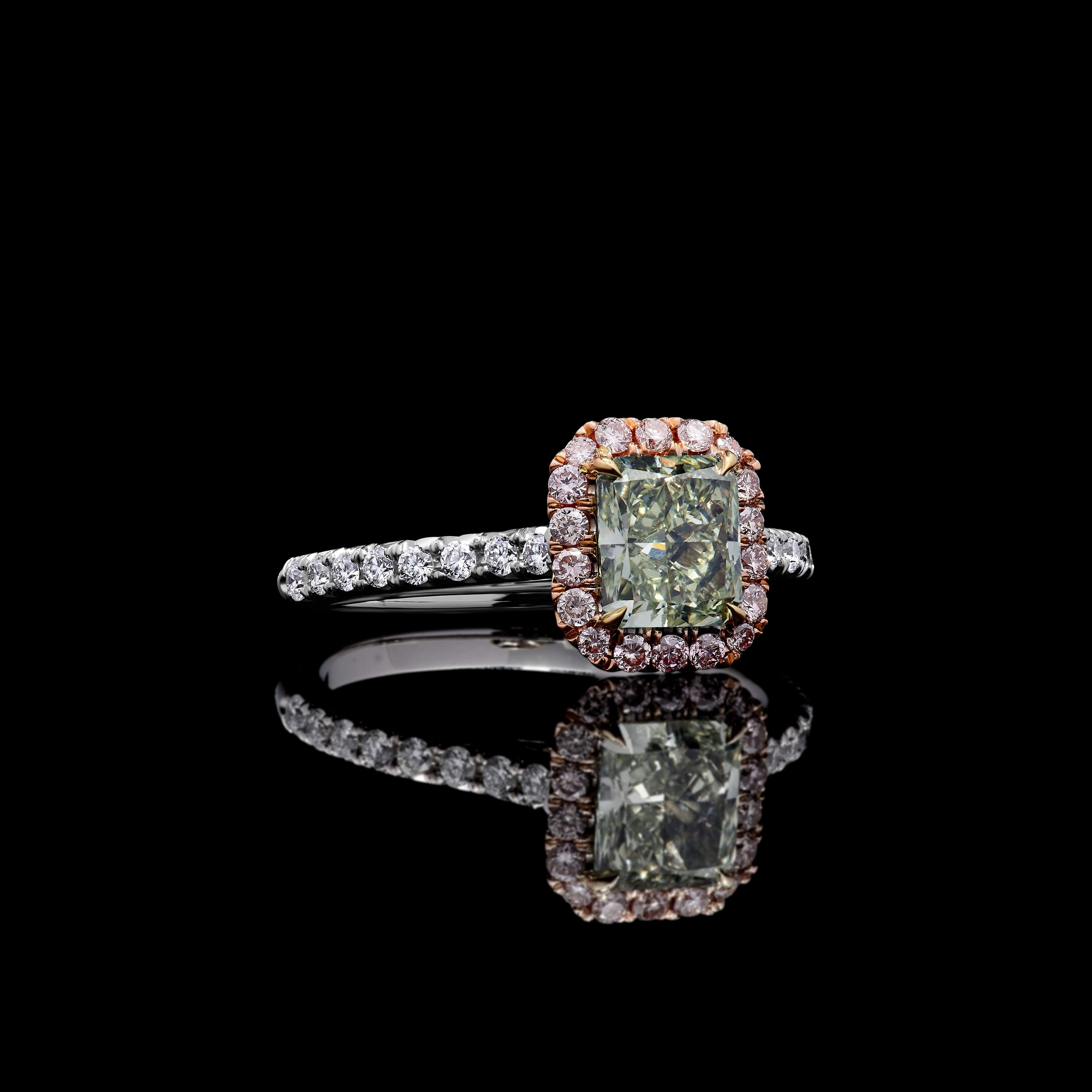 GIA Green Radiant Cut Diamond Ring JRG123G