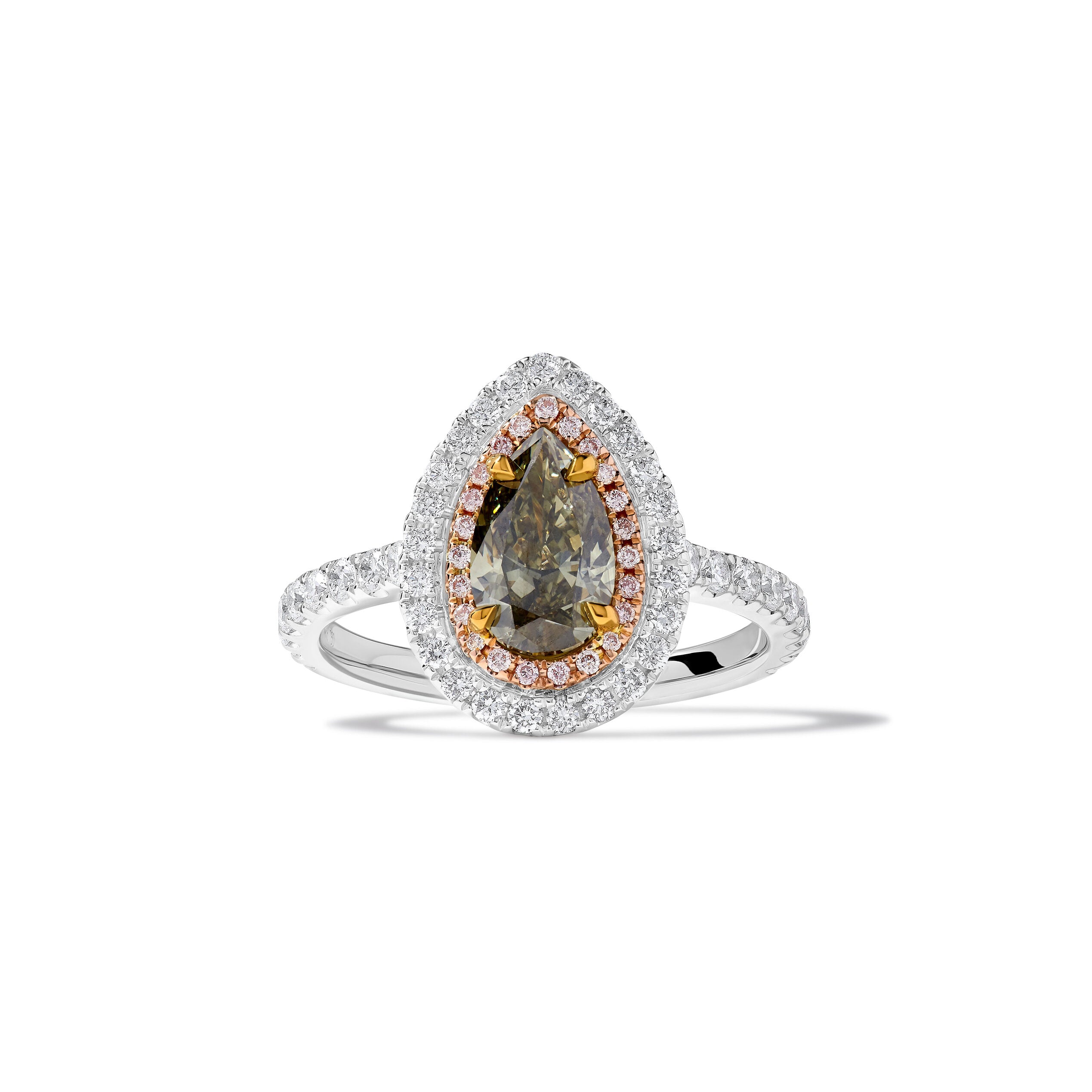 Natural Green Pear Diamond Ring GIA Certified