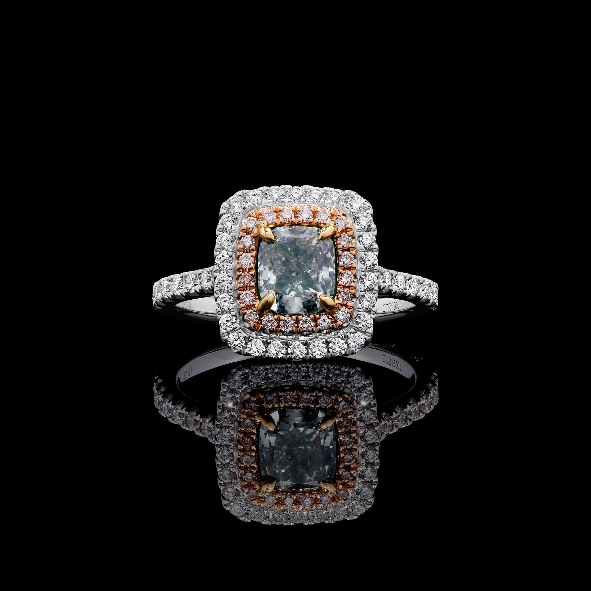 GIA Gray Cushion Cut Diamond Ring JRG131GH