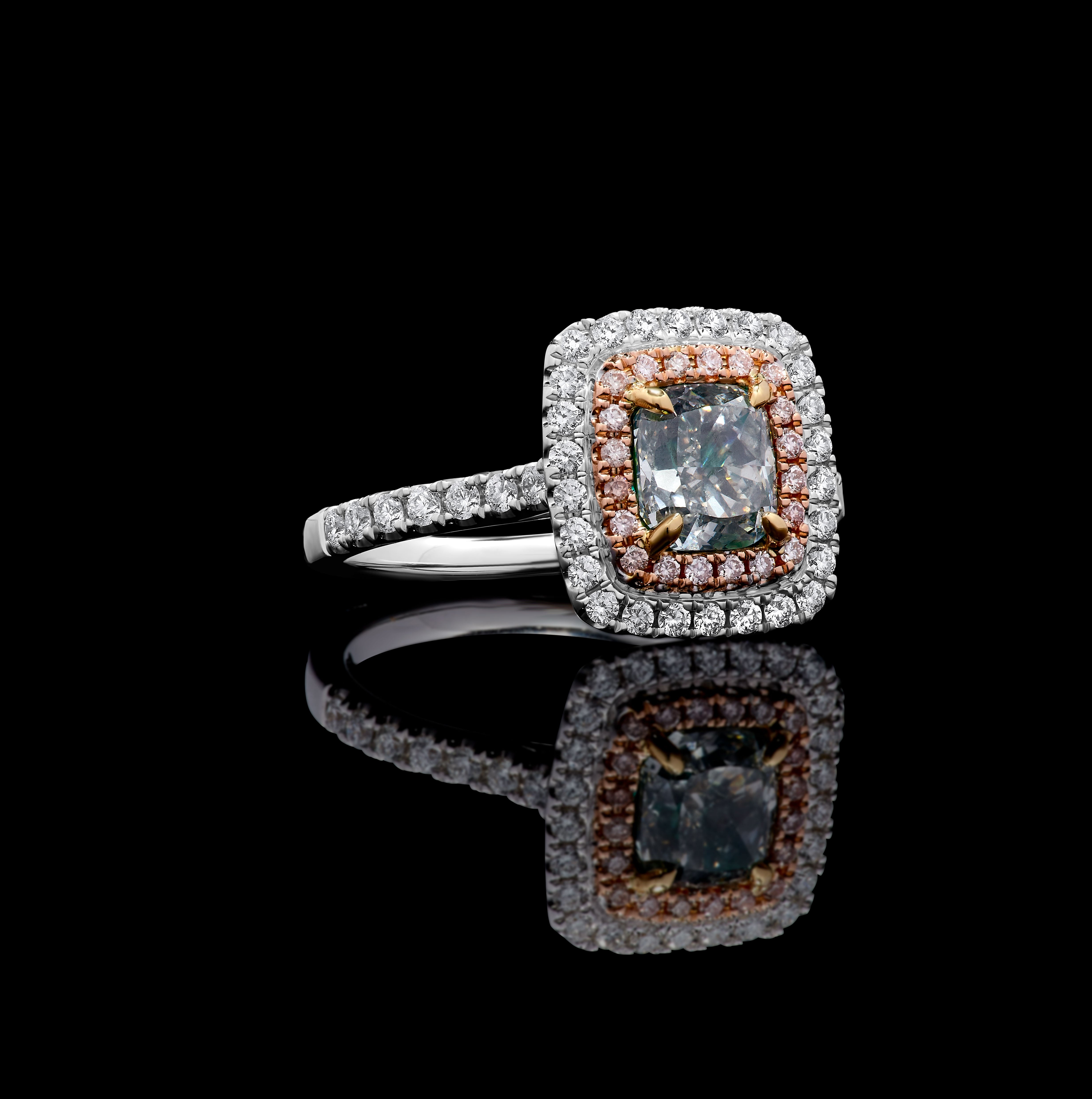 GIA Gray Cushion Cut Diamond Ring JRG131GH