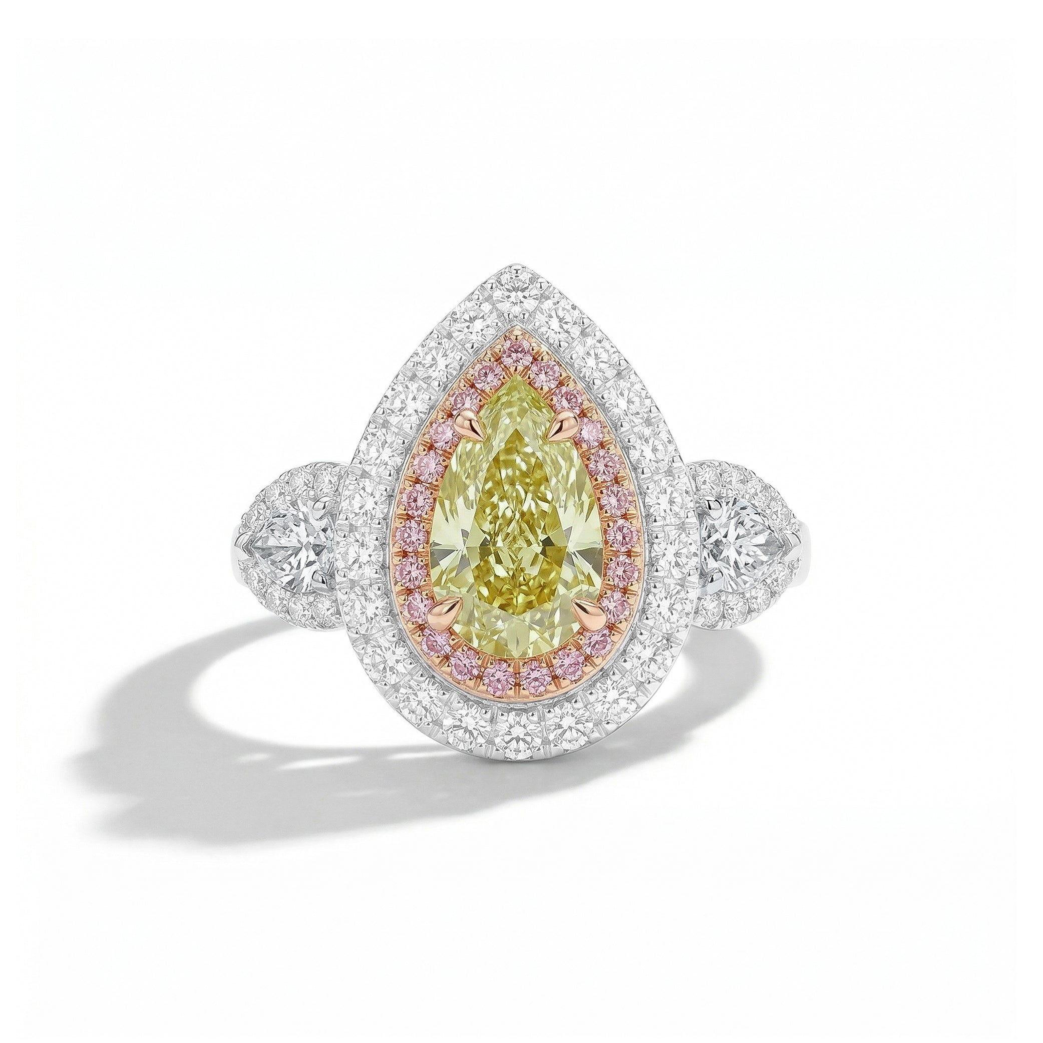 Natural Green Pear Diamond Halo Ring |GIA Certified product image 1