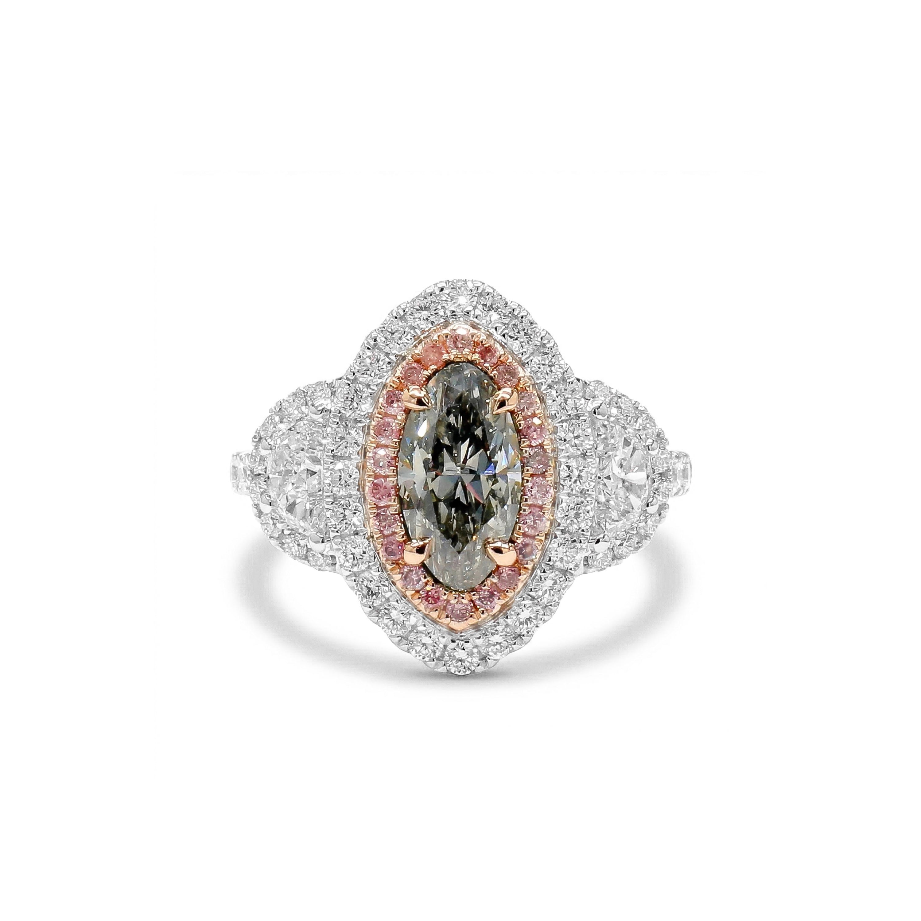 Natural Gray Oval Diamond Halo Ring | GIA Certified product image 1