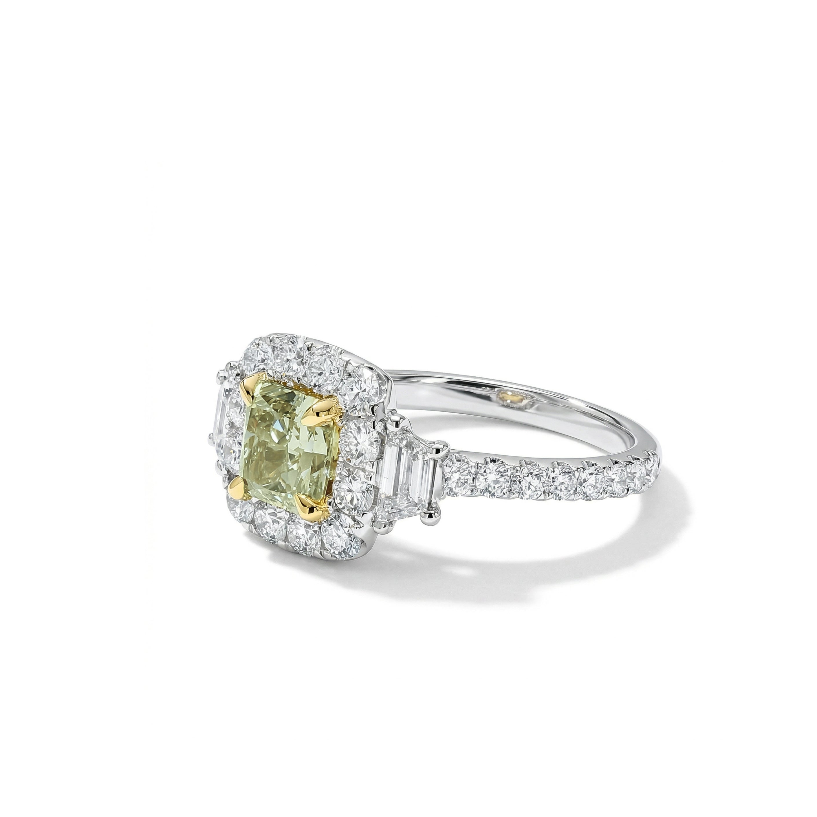 Natural Green Radiant Diamond Halo Ring | GIA Certified product image 2