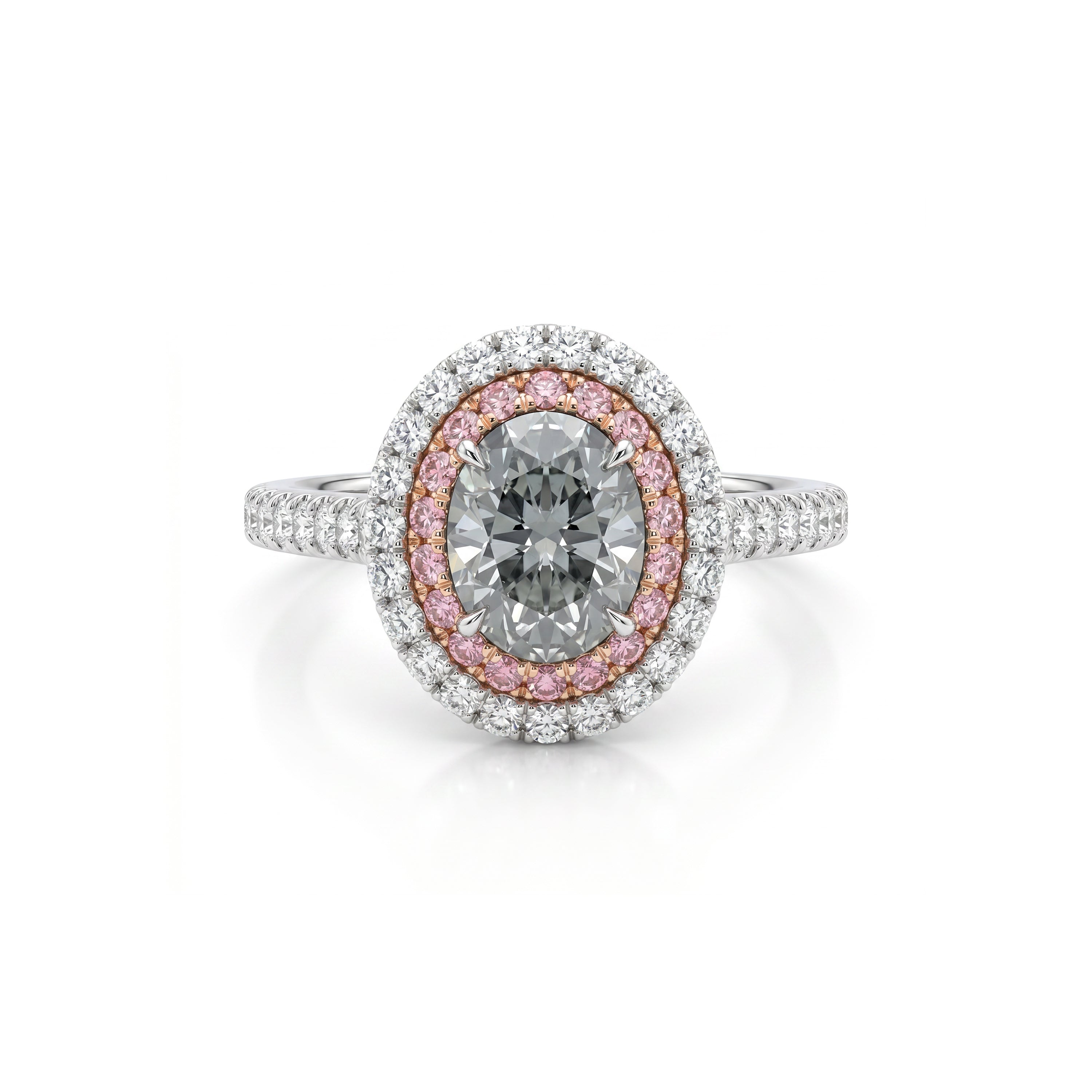 Natural Green Oval Diamond Halo Ring | GIA Certified
