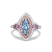 Natural Blue Marquise Diamond Halo Ring | GIA Certified