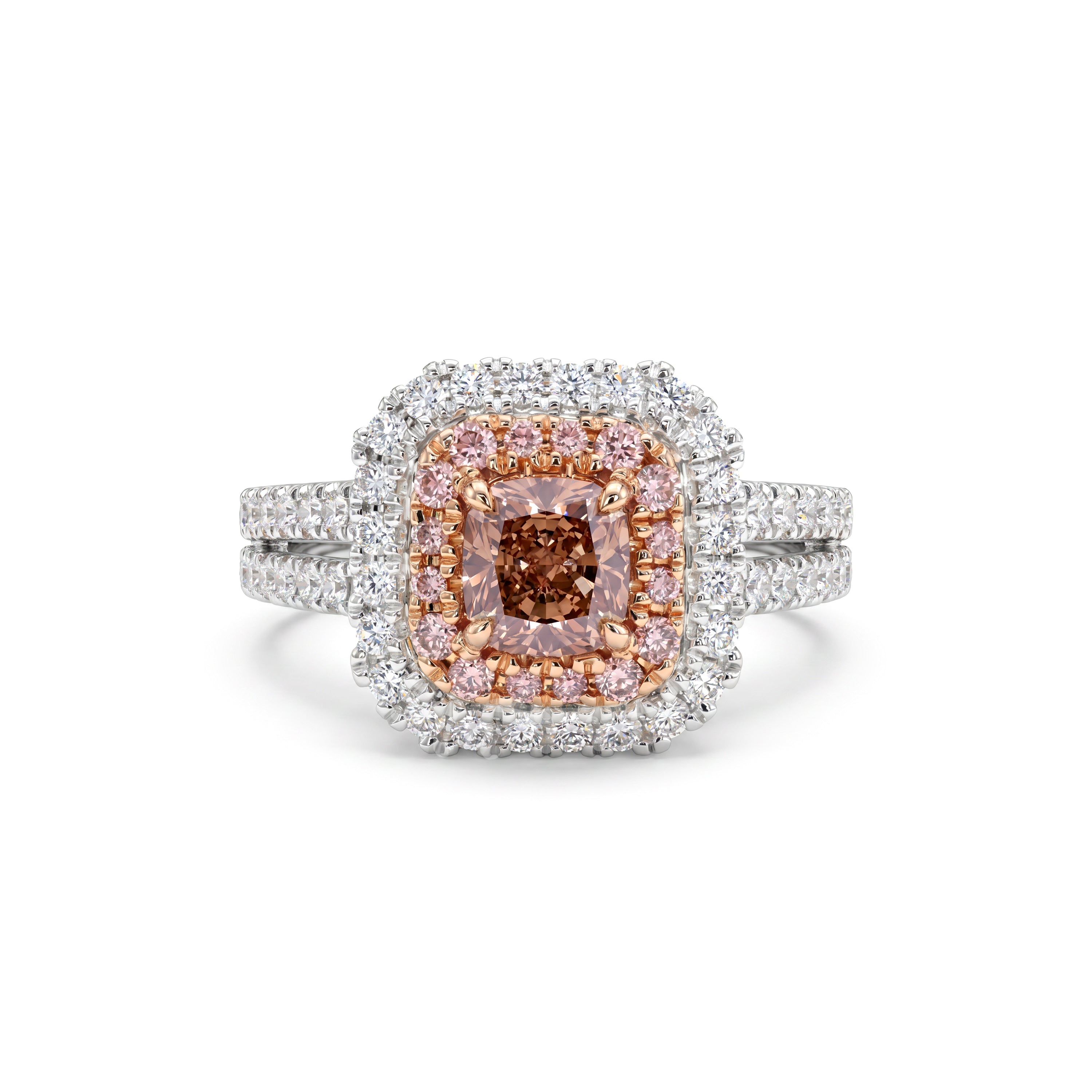 Natural Pink Cushion Diamond Halo Ring | GIA Certified