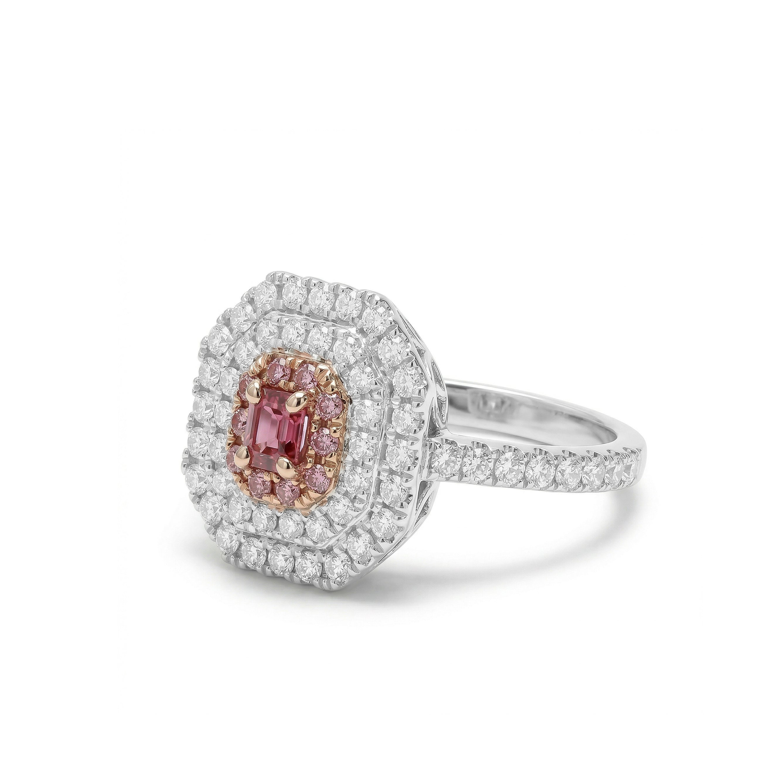 Natural Red Radiant Diamond Halo Ring | GIA Certified