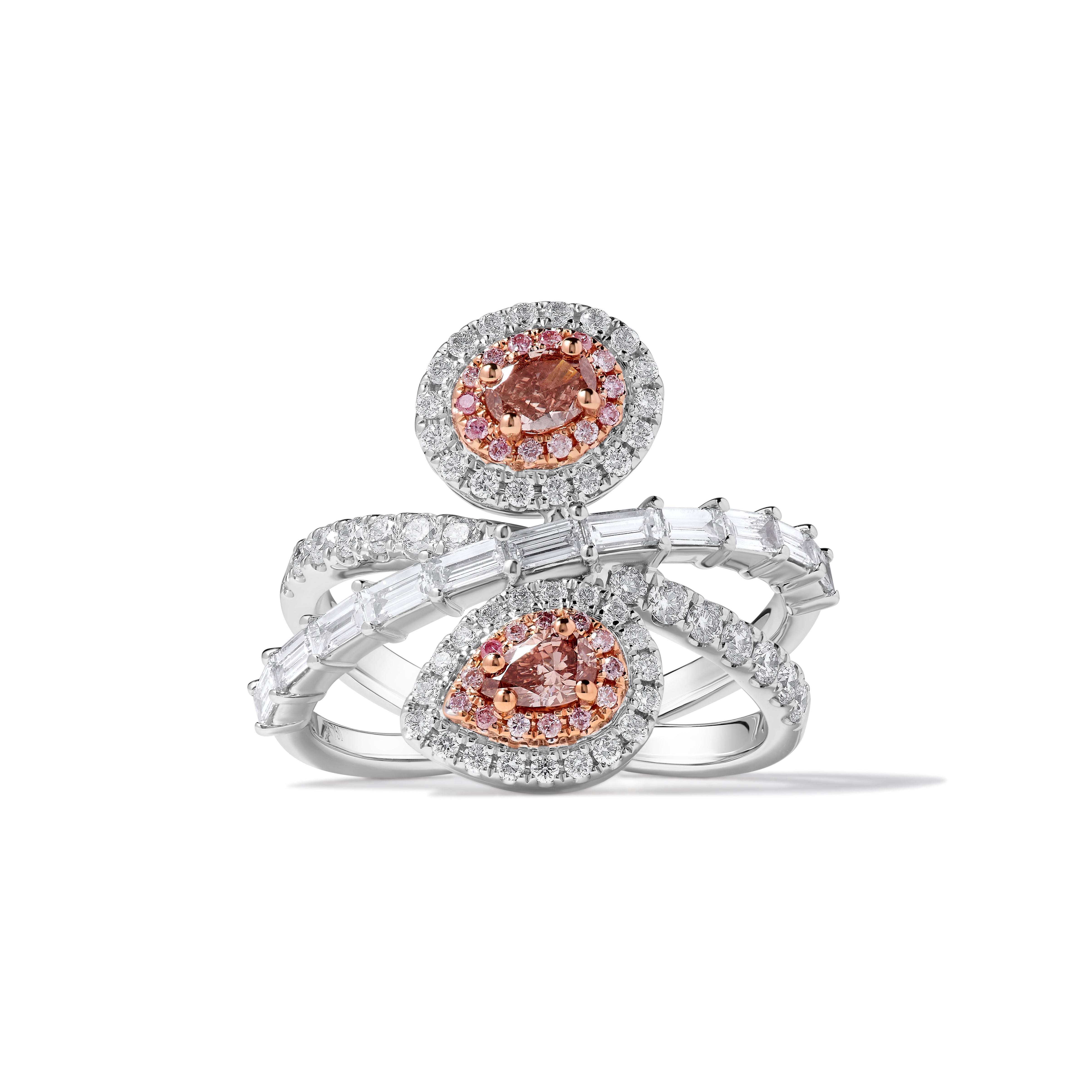 GIA Pink Pear & Oval Diamond Ring JRP0292H