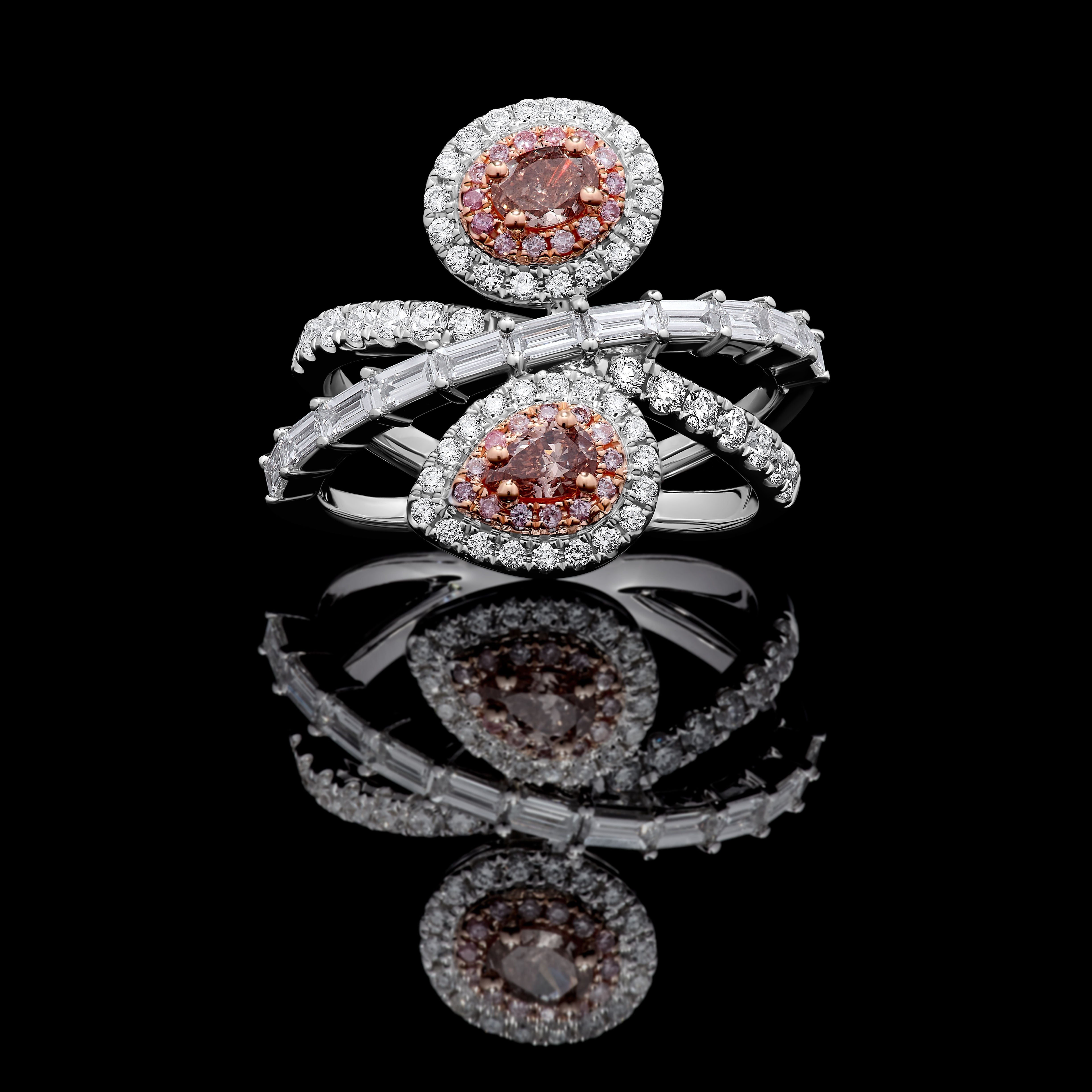 GIA Pink Pear & Oval Diamond Ring JRP0292H