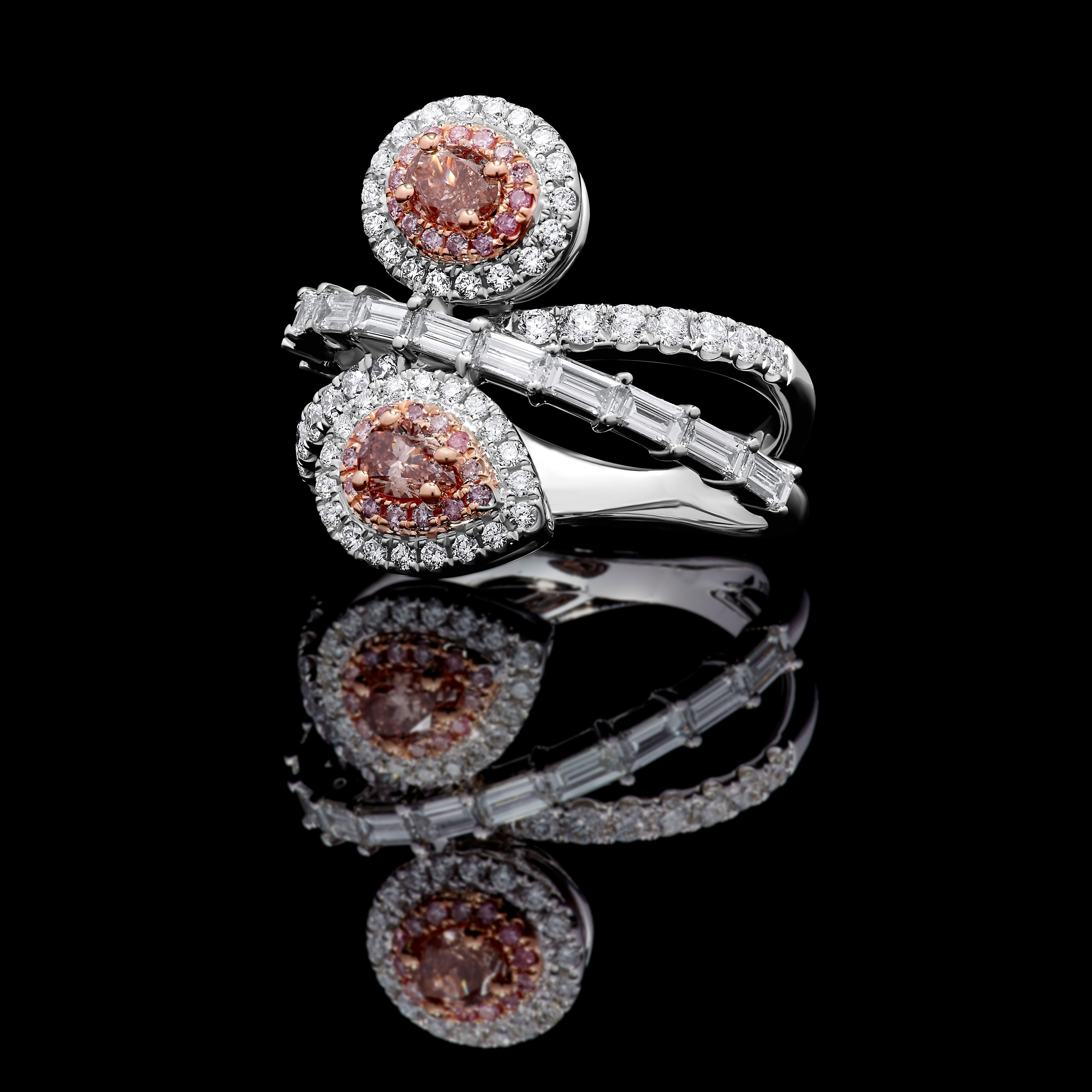 GIA Pink Pear & Oval Diamond Ring JRP0292H