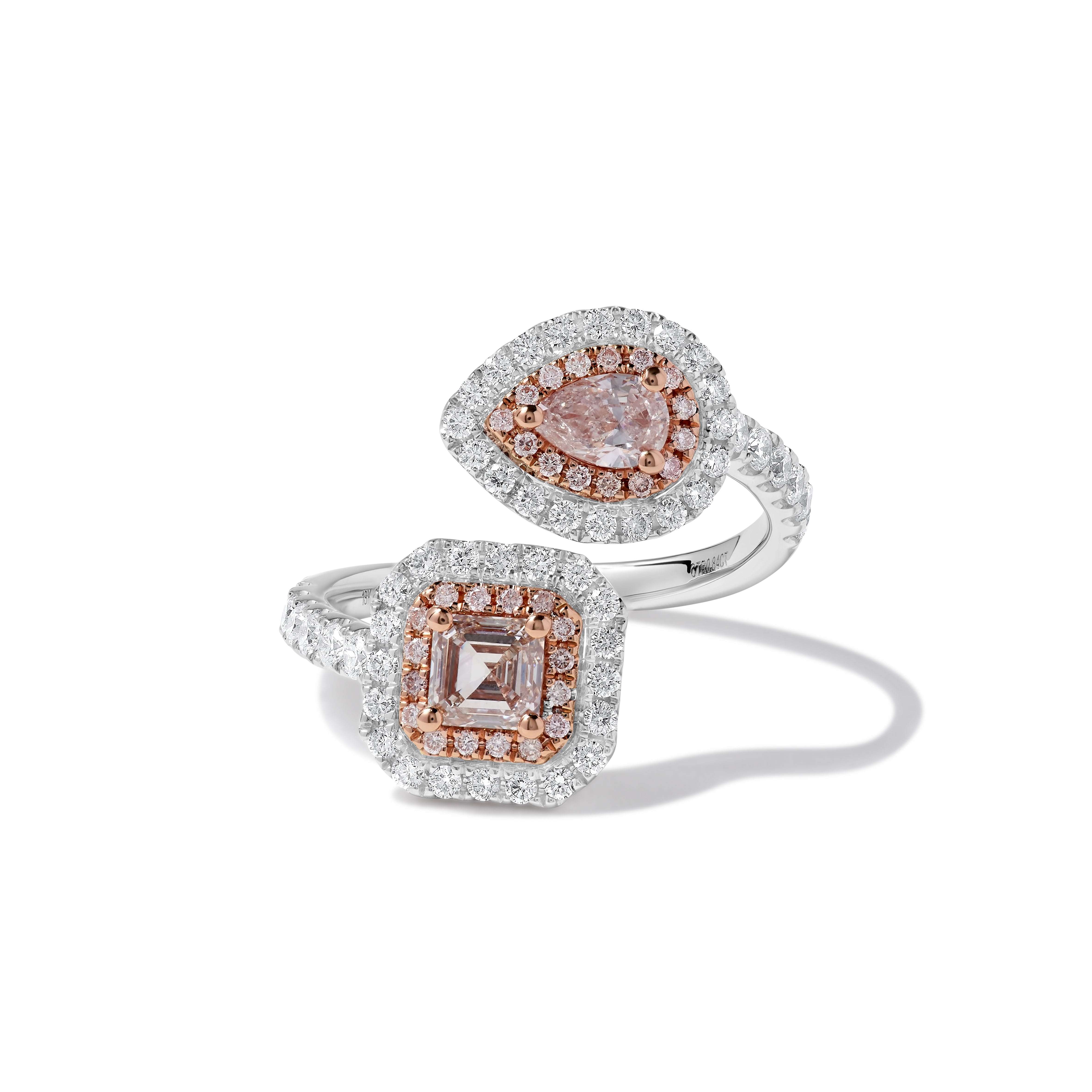 GIA Pink Pear & Asscher Diamond Ring JRP0304H