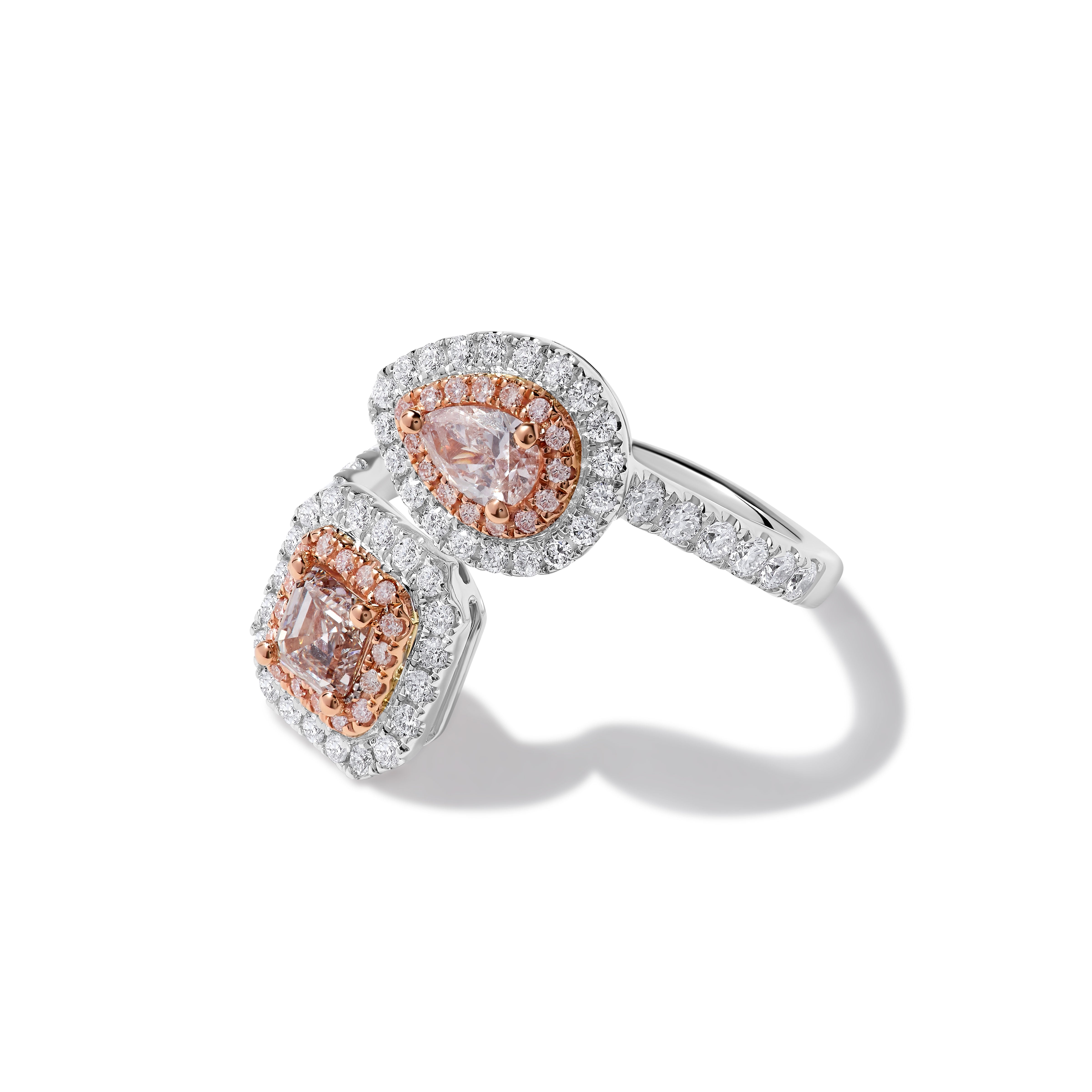 GIA Pink Pear & Asscher Diamond Ring JRP0304H
