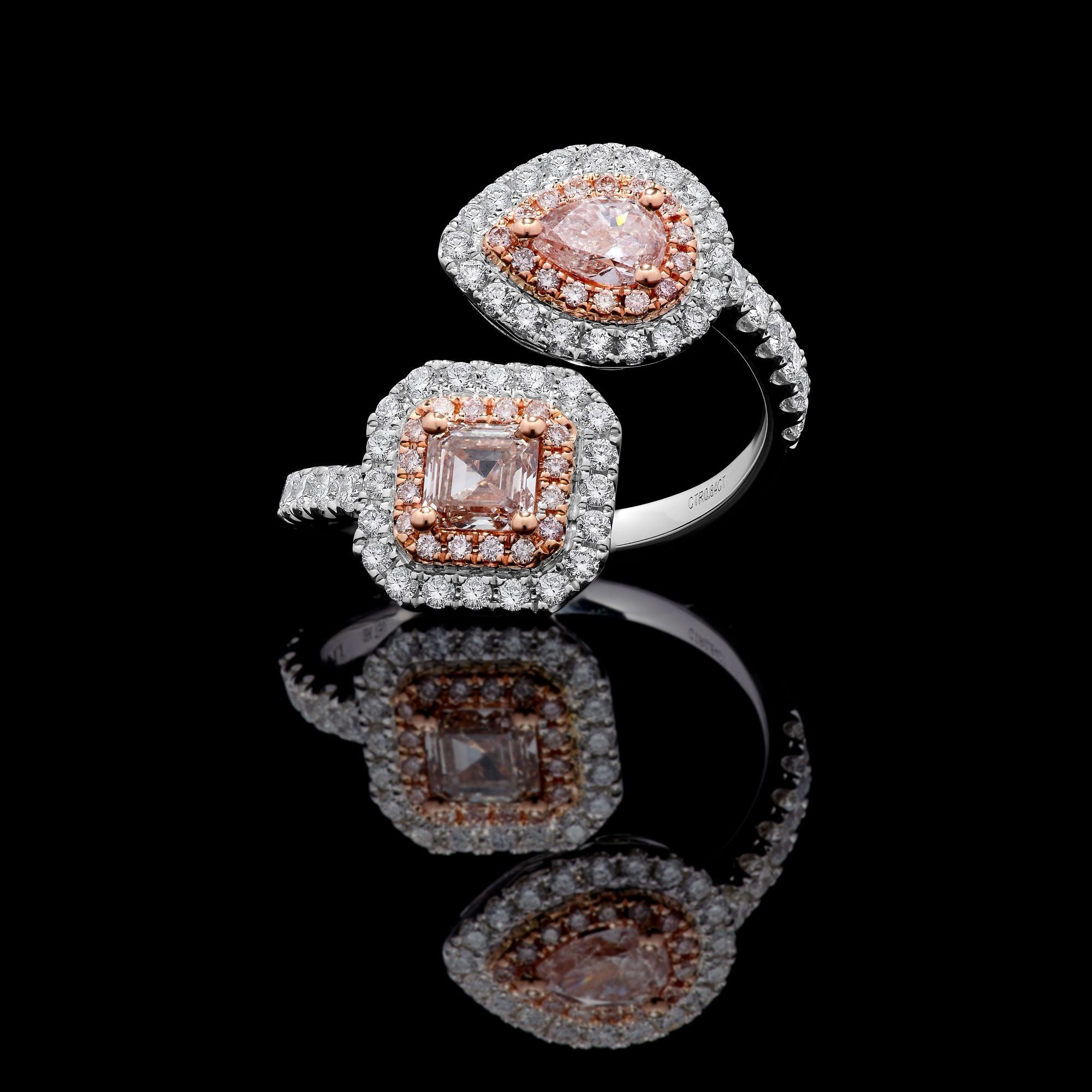 GIA Pink Pear & Asscher Diamond Ring JRP0304H