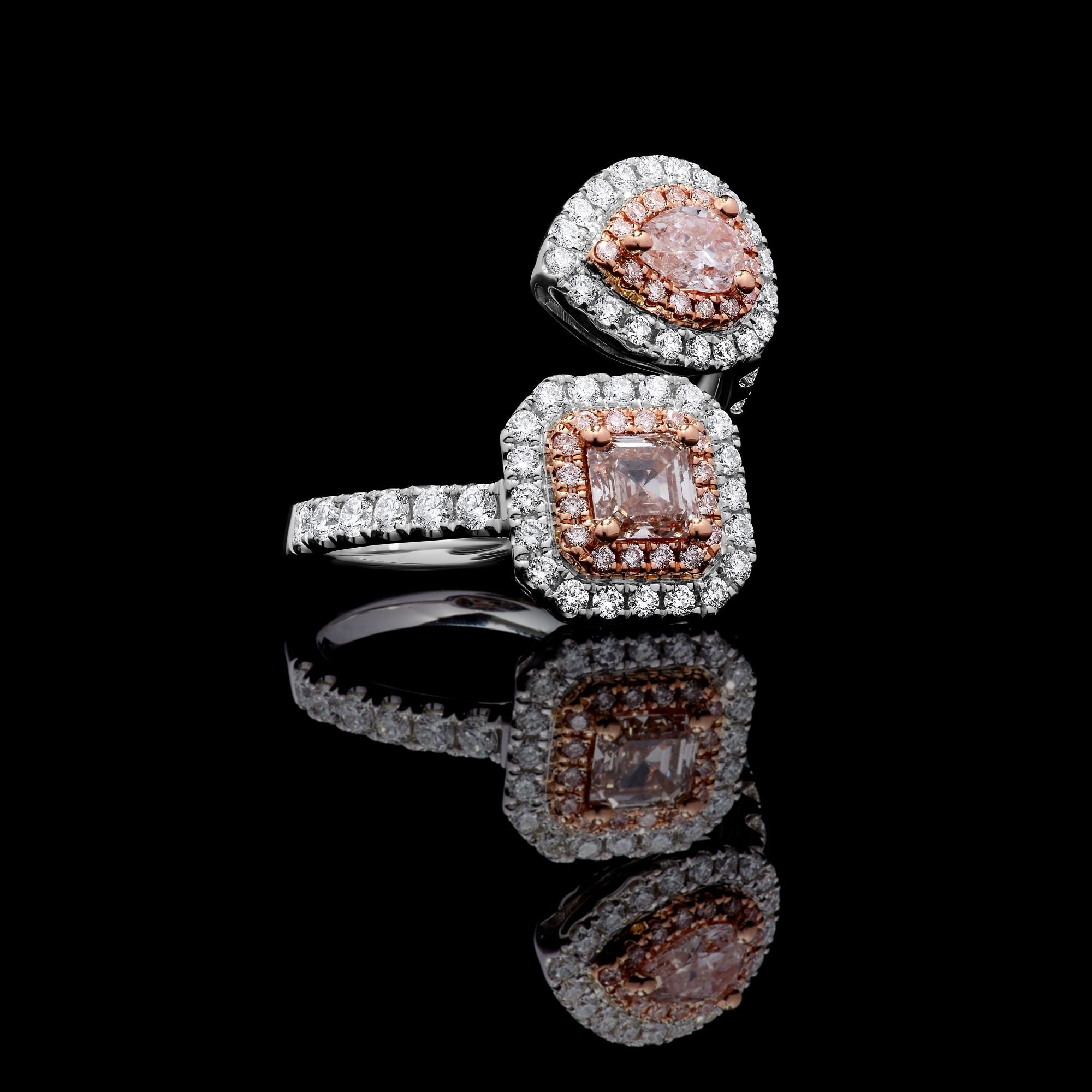 GIA Pink Pear & Asscher Diamond Ring JRP0304H