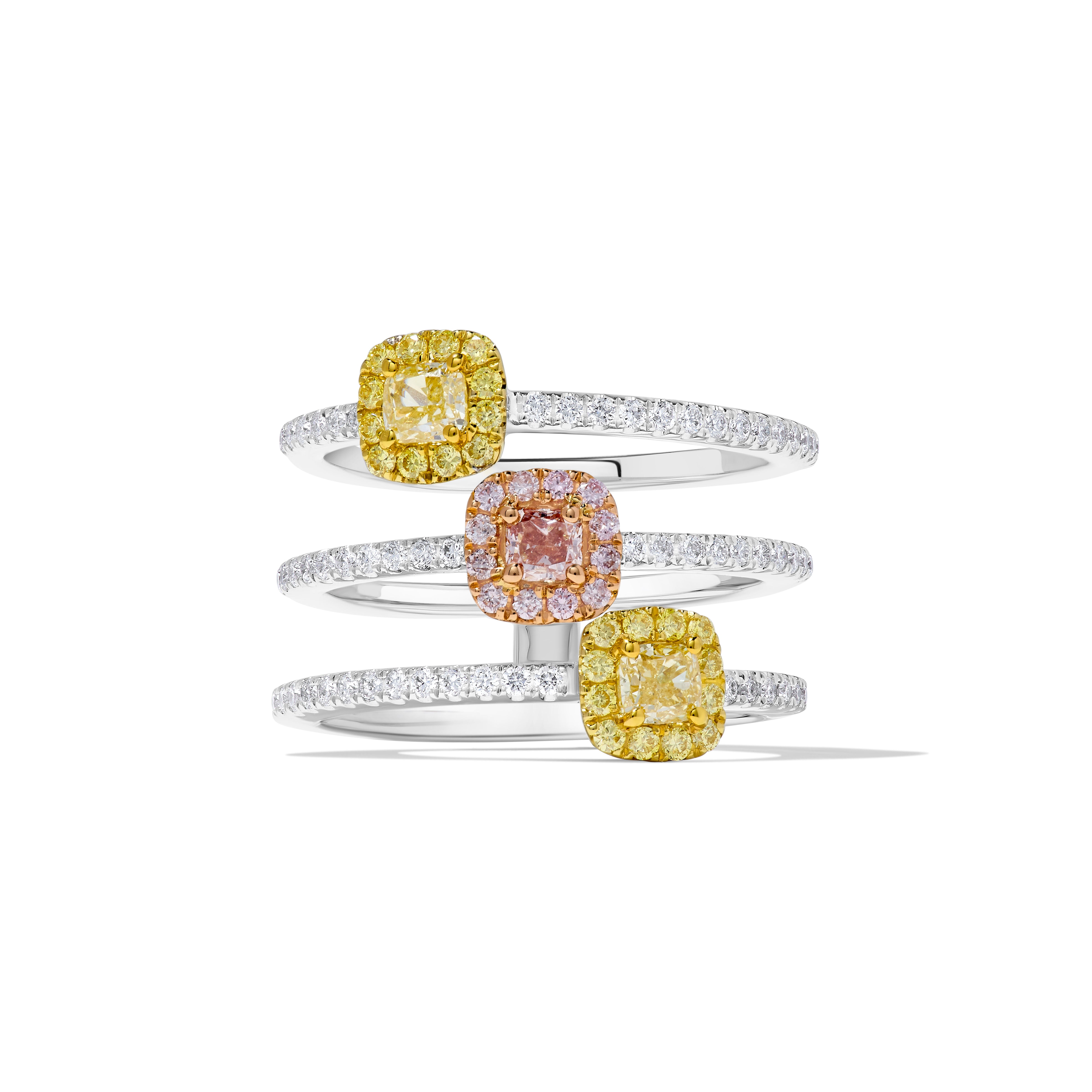 GIA Pink & Yellow Cushion Cut Diamond Ring JRP0315H