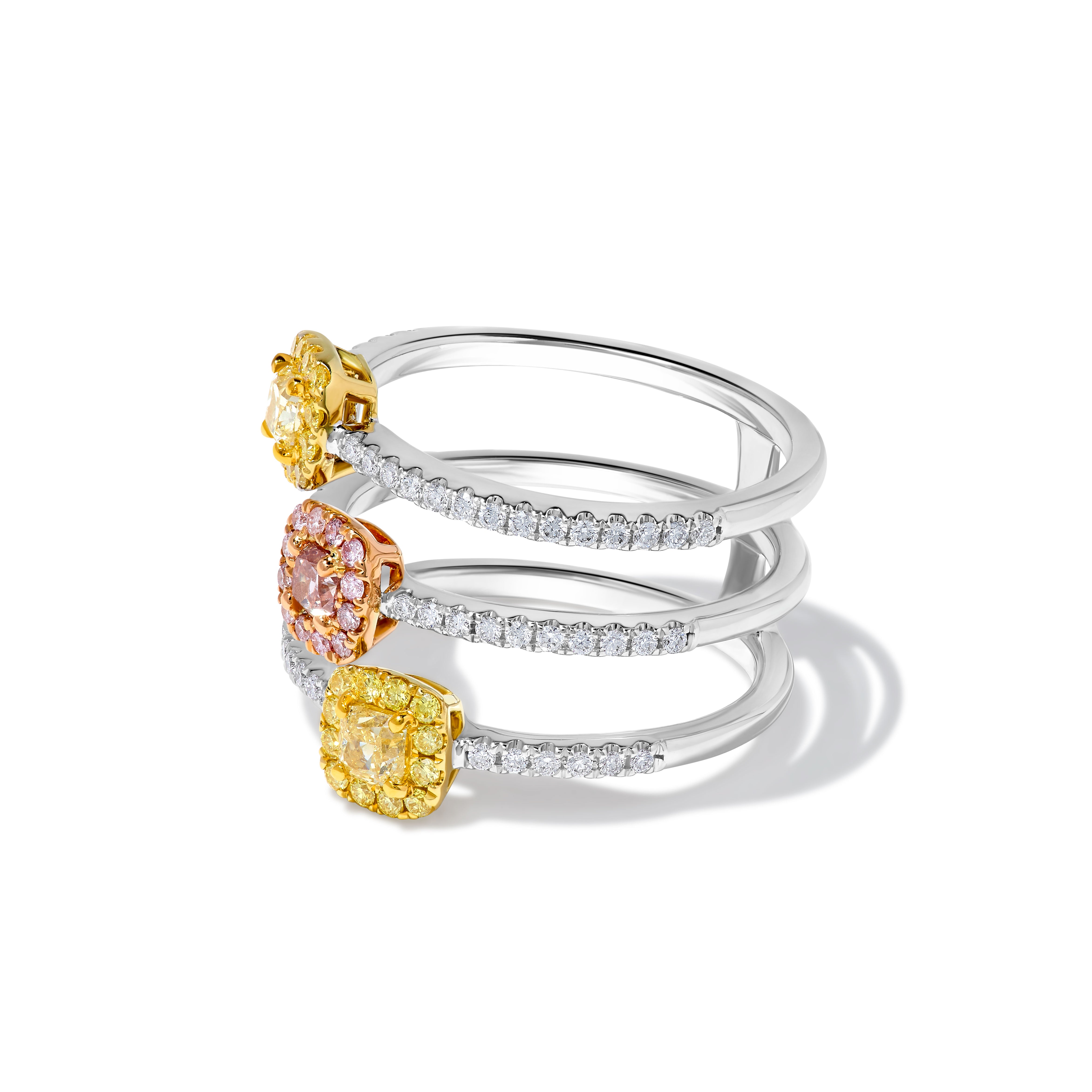 GIA Pink & Yellow Cushion Cut Diamond Ring JRP0315H