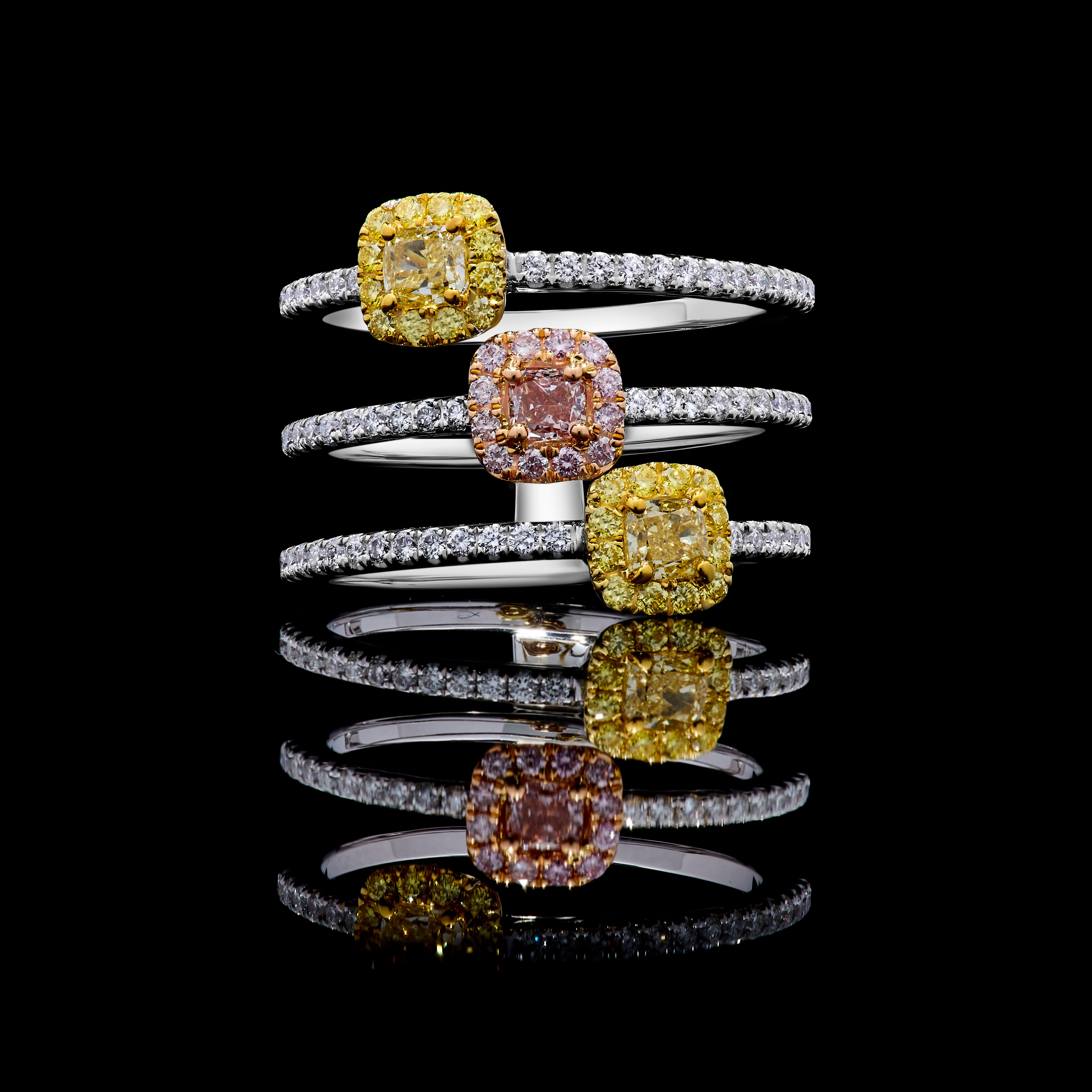GIA Pink & Yellow Cushion Cut Diamond Ring JRP0315H