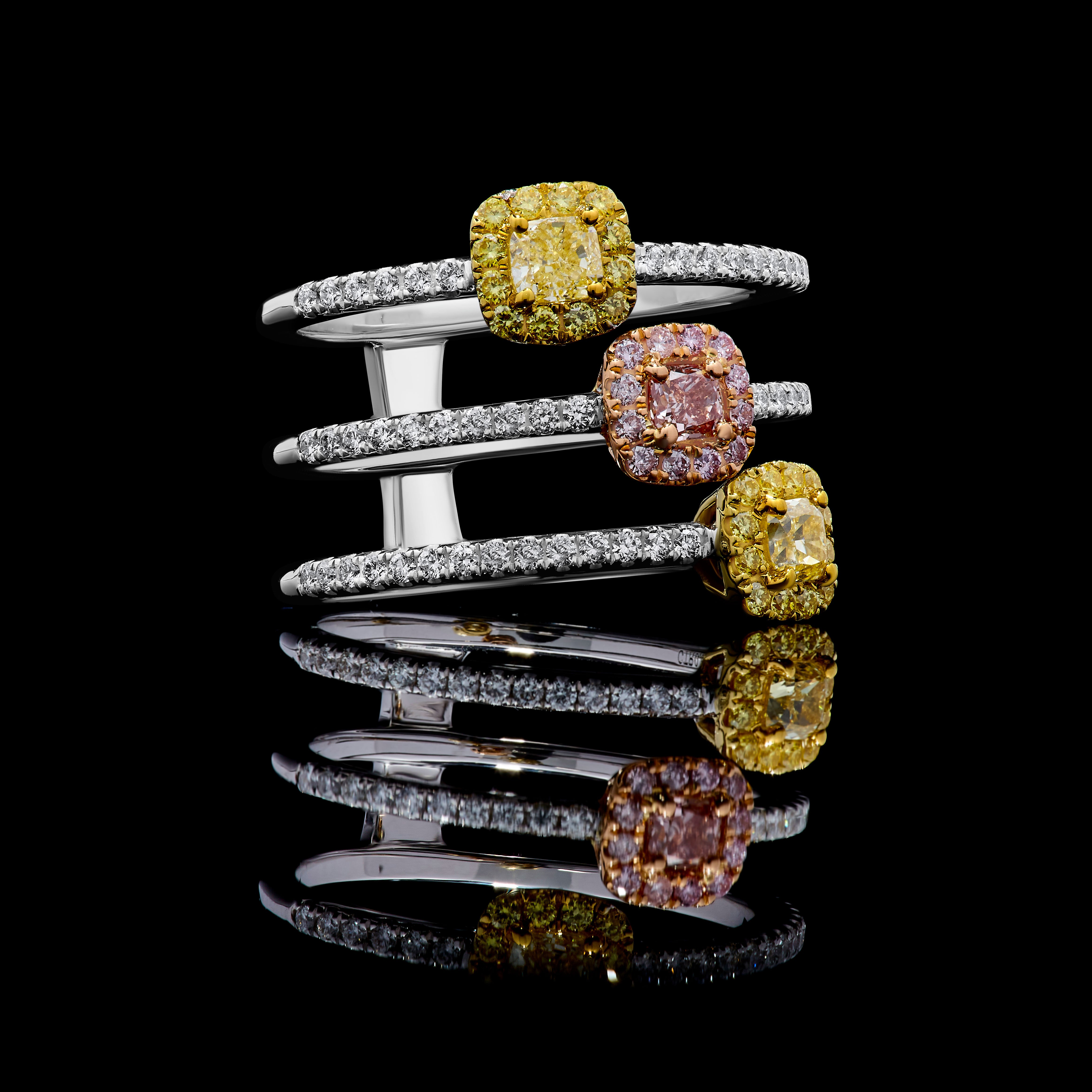 GIA Pink & Yellow Cushion Cut Diamond Ring JRP0315H