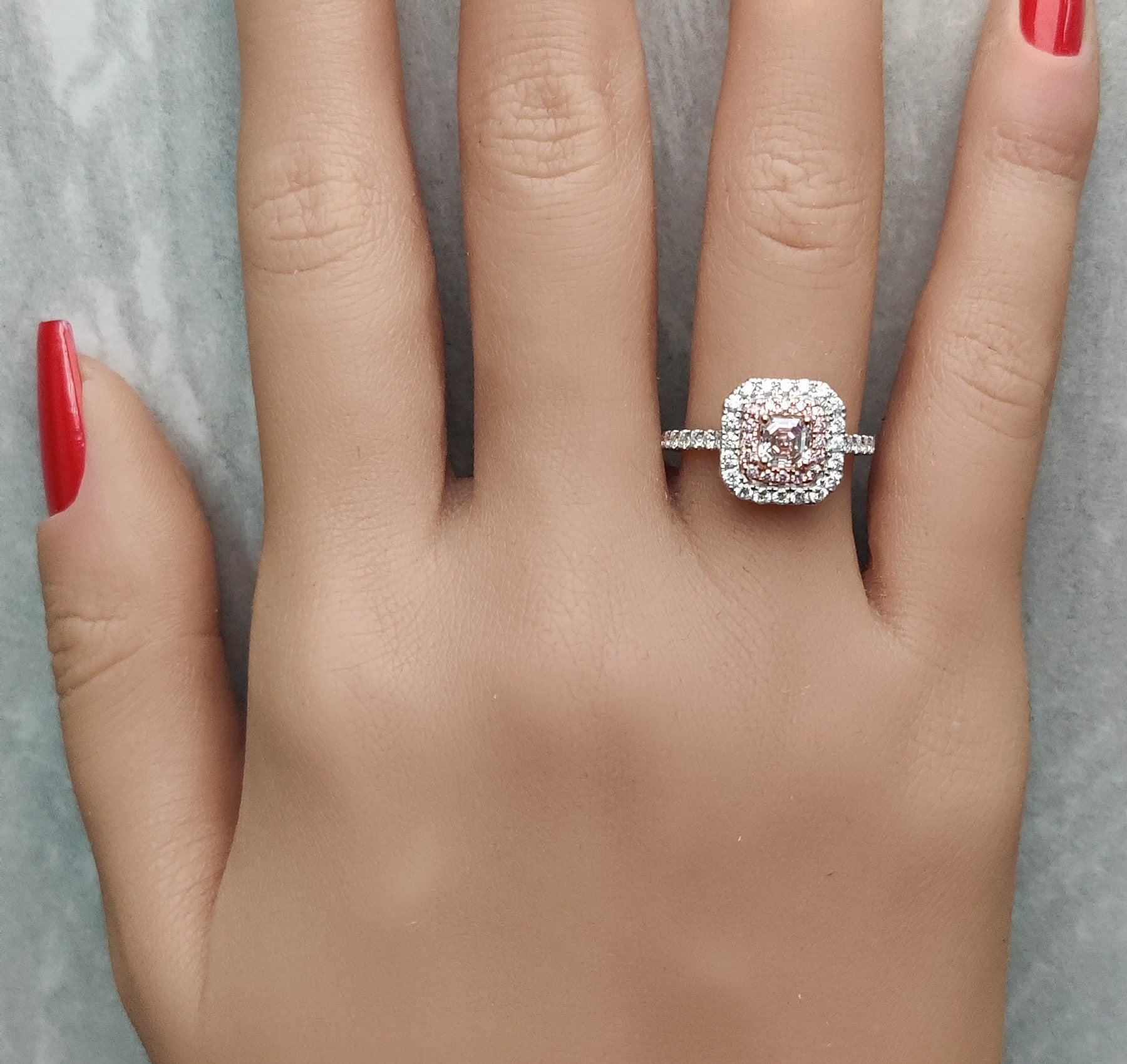 Natural Pink Asscher Diamond Ring GIA Certified product image 5