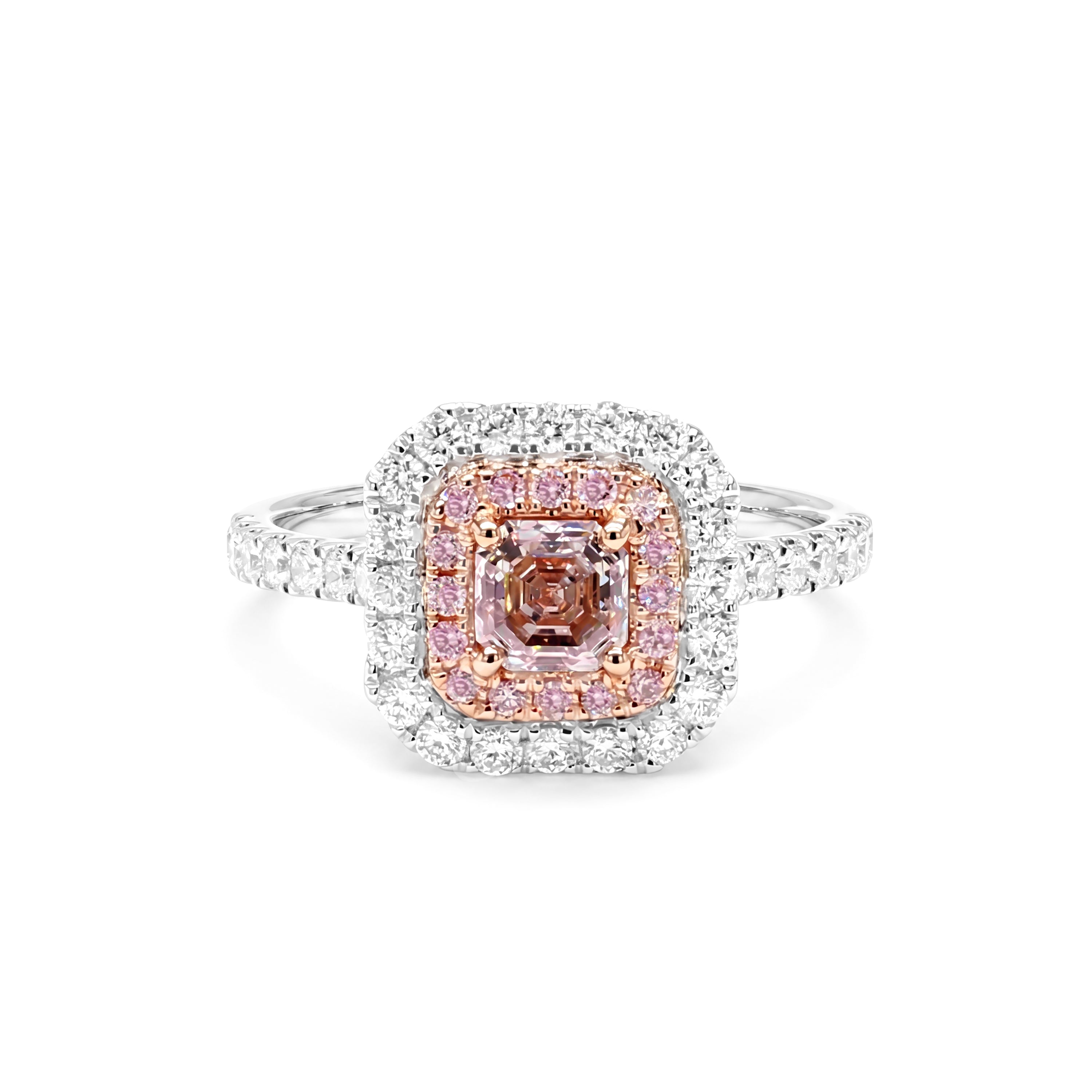 Natural Pink Asscher Diamond Ring | GIA Certified