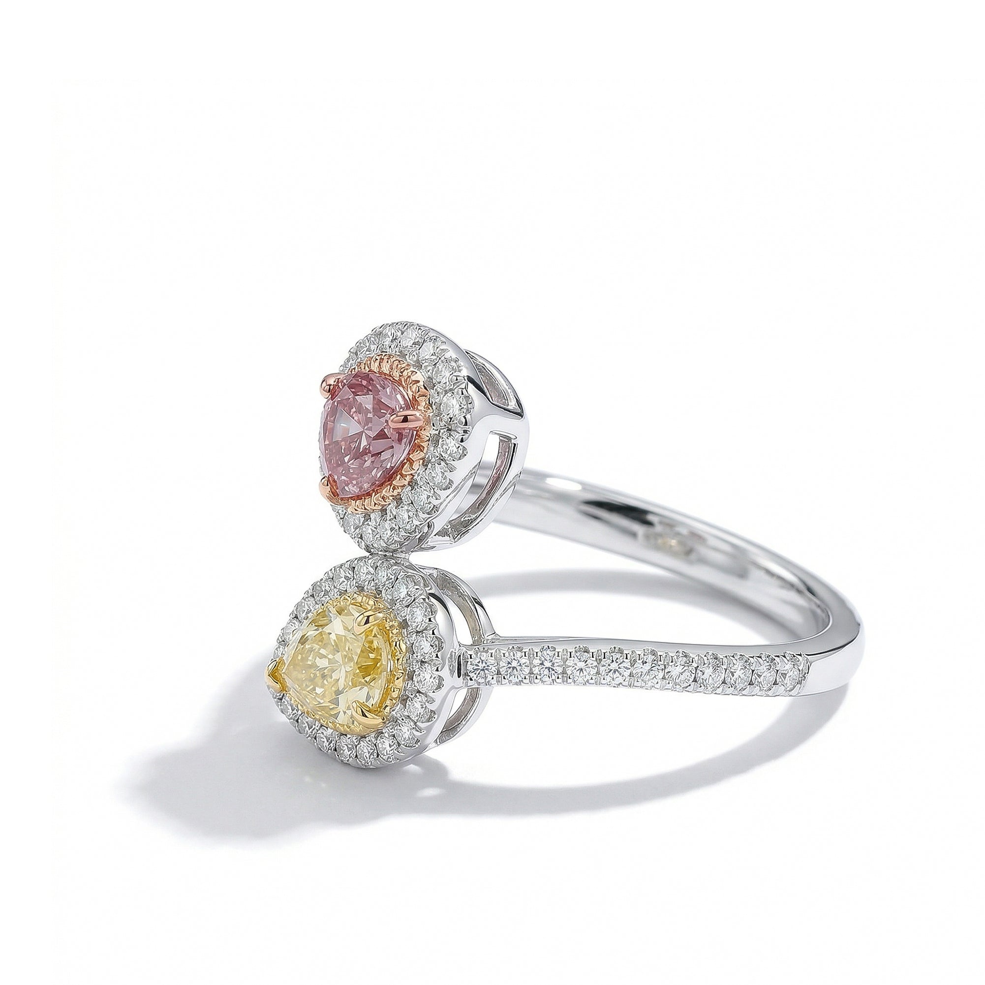 Natural Purple & Yellow Pear Diamond Crossover Ring | GIA Certified product image 2