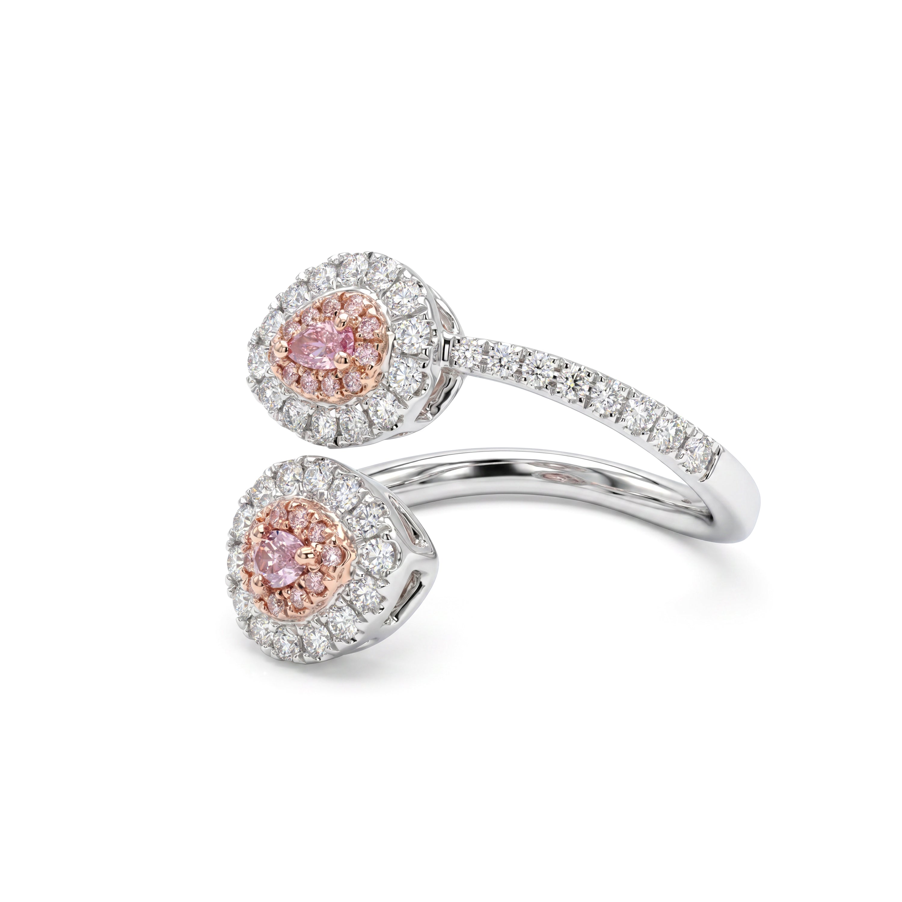 Natural Purple Pear Diamond Crossover Halo Ring | GIA Certified