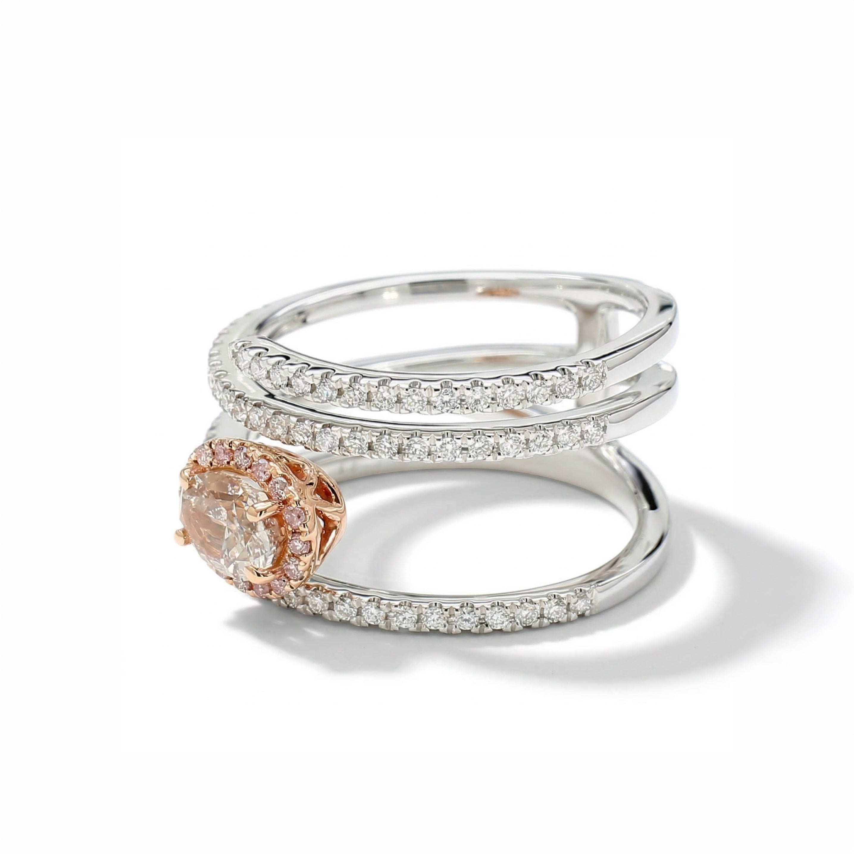 Natural Pink Oval Diamond Spiral Ring | GIA Certified product image 2