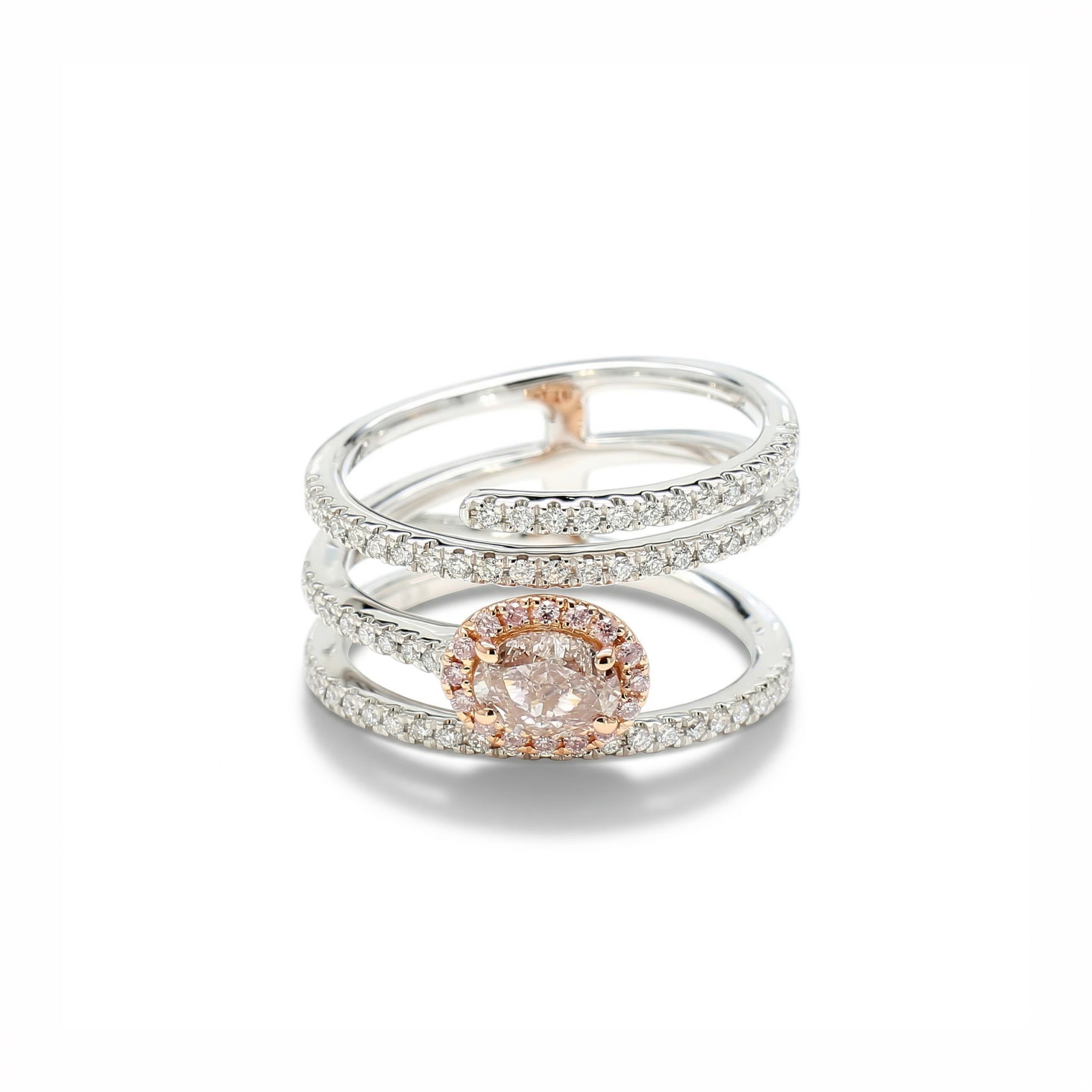 Natural Pink Oval Diamond Spiral Ring | GIA Certified product image 1