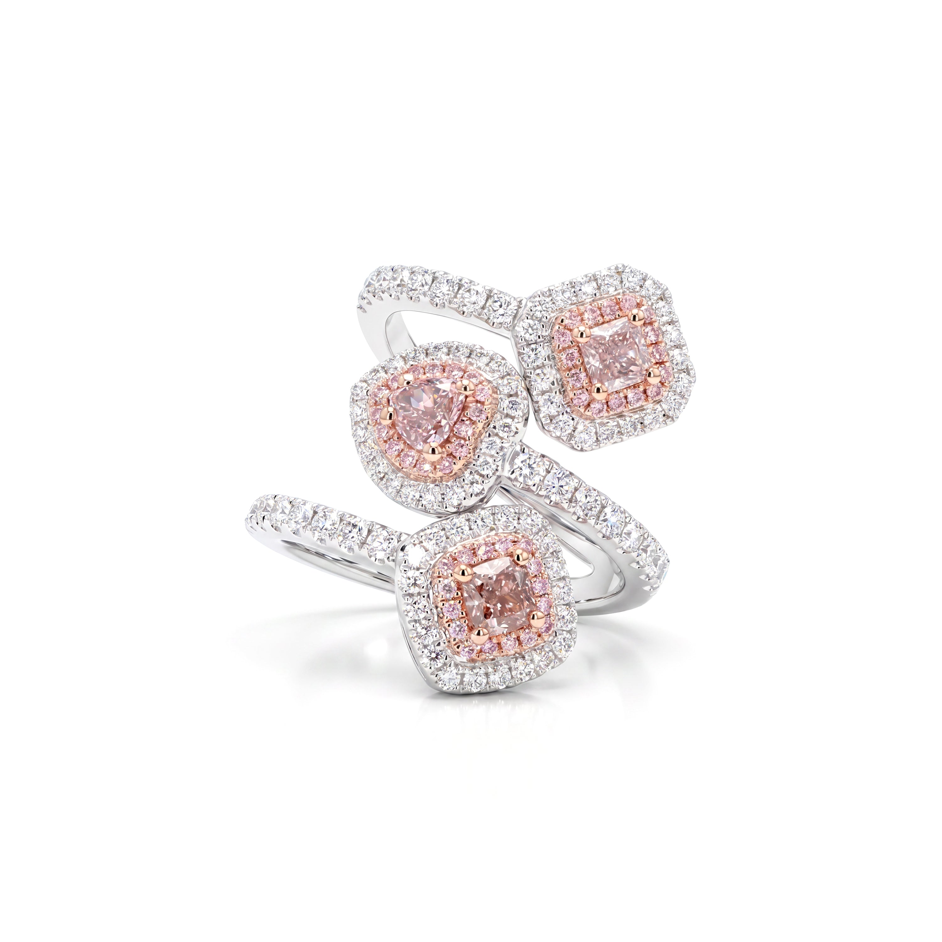 Natural Pink Diamond Crossover Ring | GIA CERTIFIED