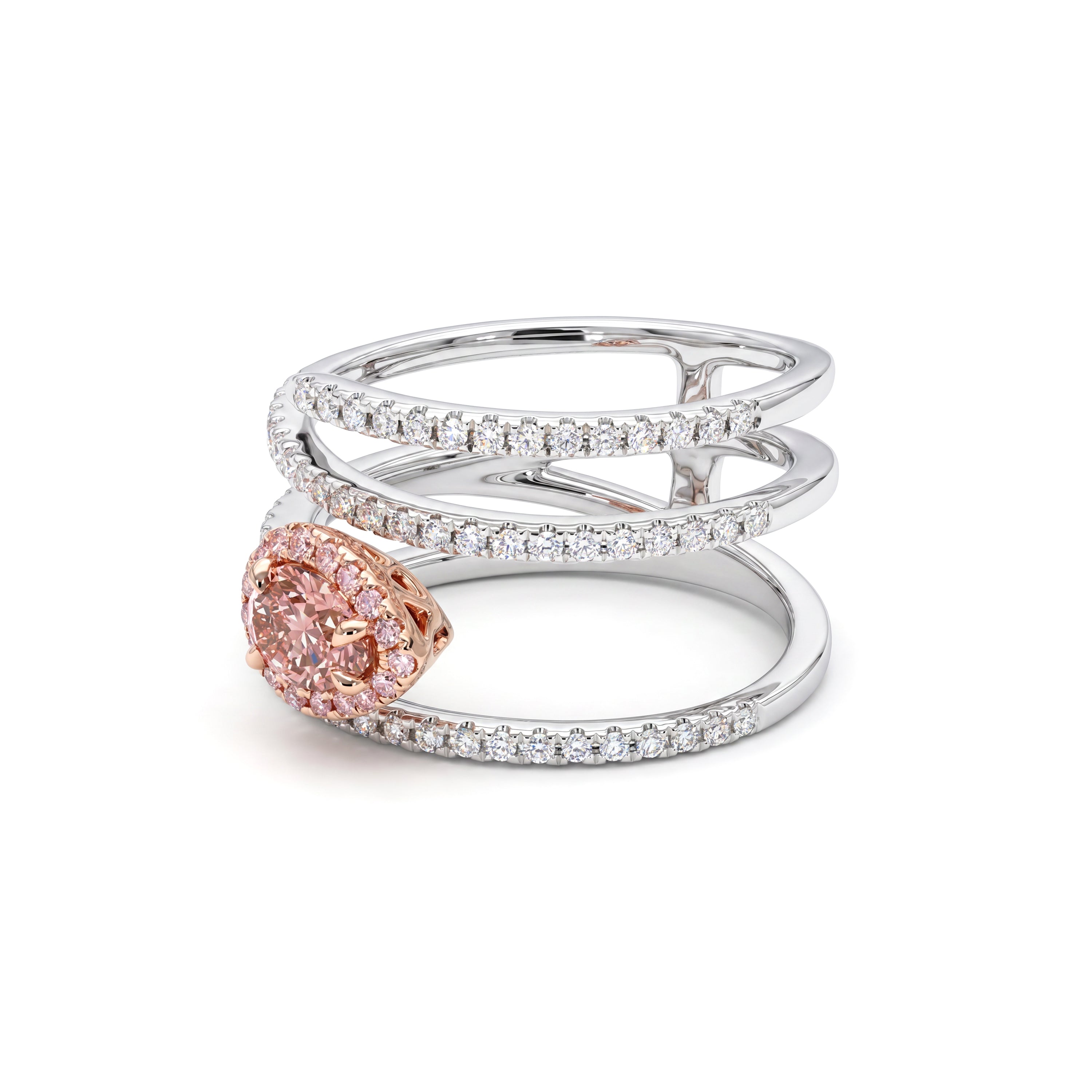 Natural Pink Pear Diamond Spiral Ring | GIA CERTIFIED