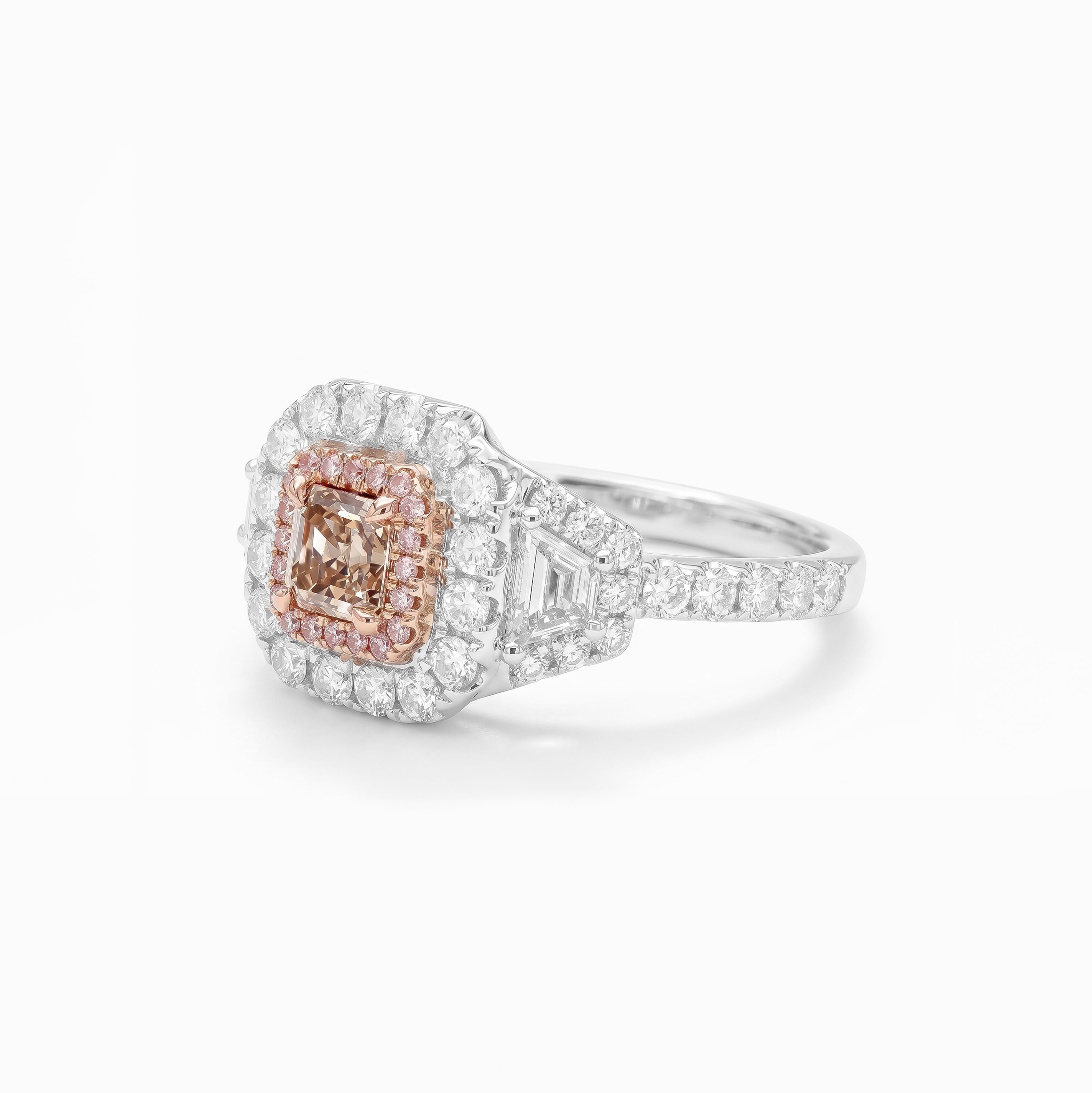 Natural Pink Asscher Diamond Ring | Halo Gia Certified