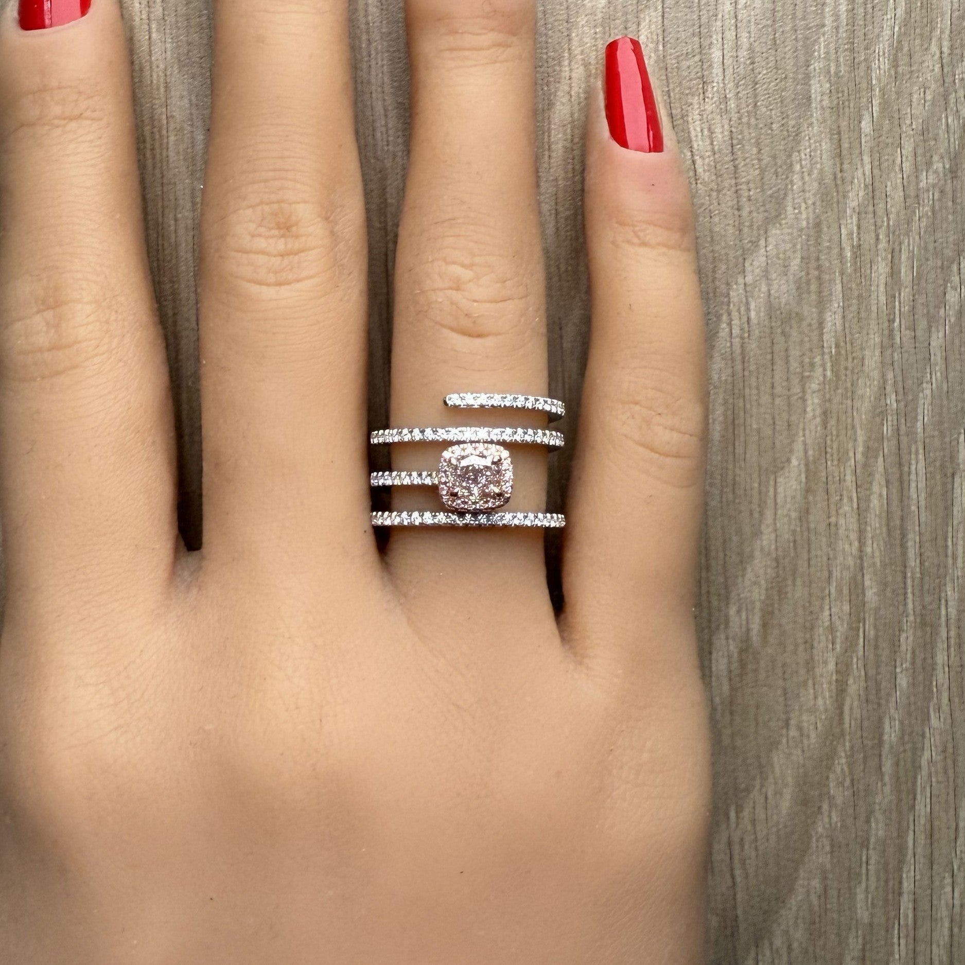 Natural Pink Cushion Diamond Ring Gia Certified