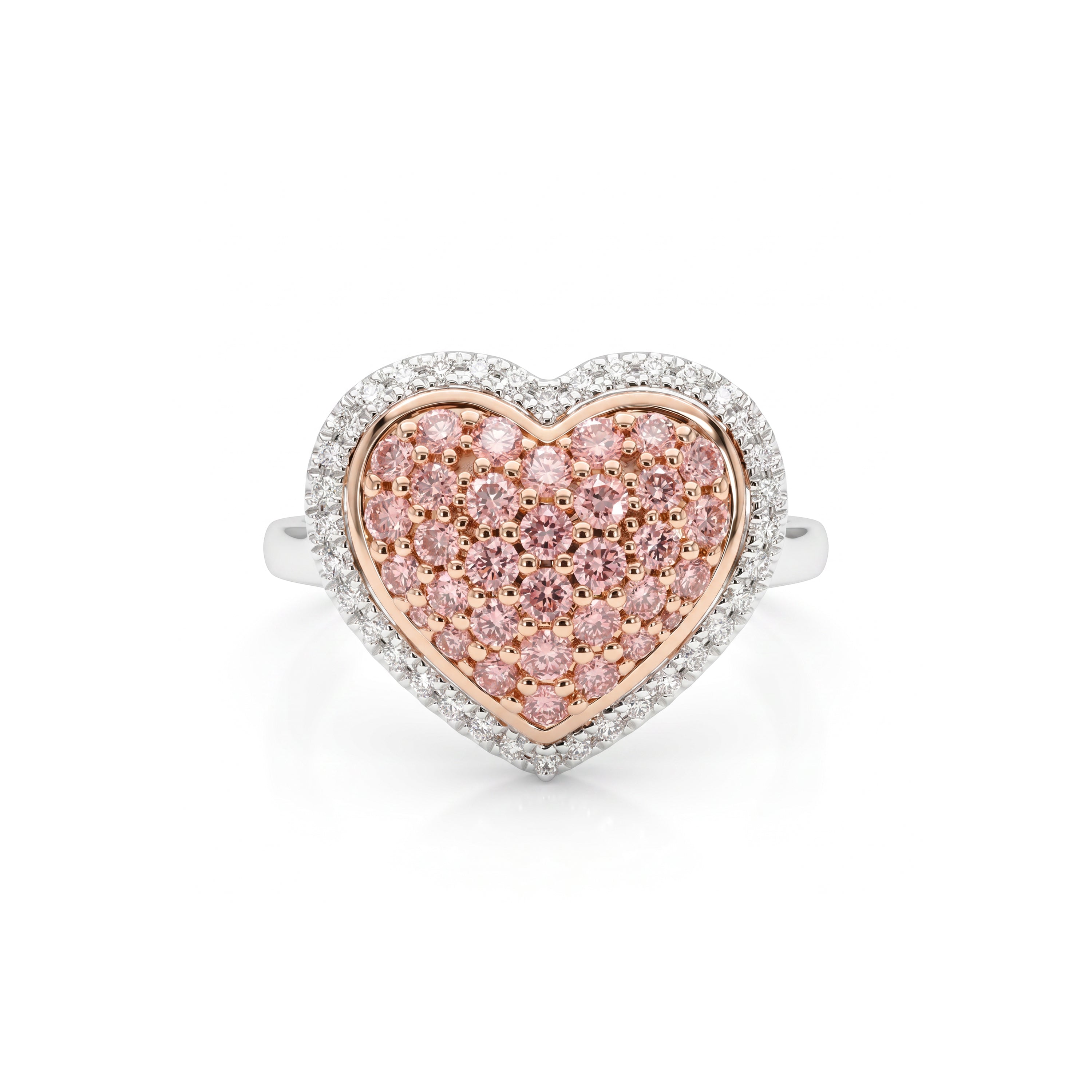 Natural Pink Diamond Pavé Heart Ring