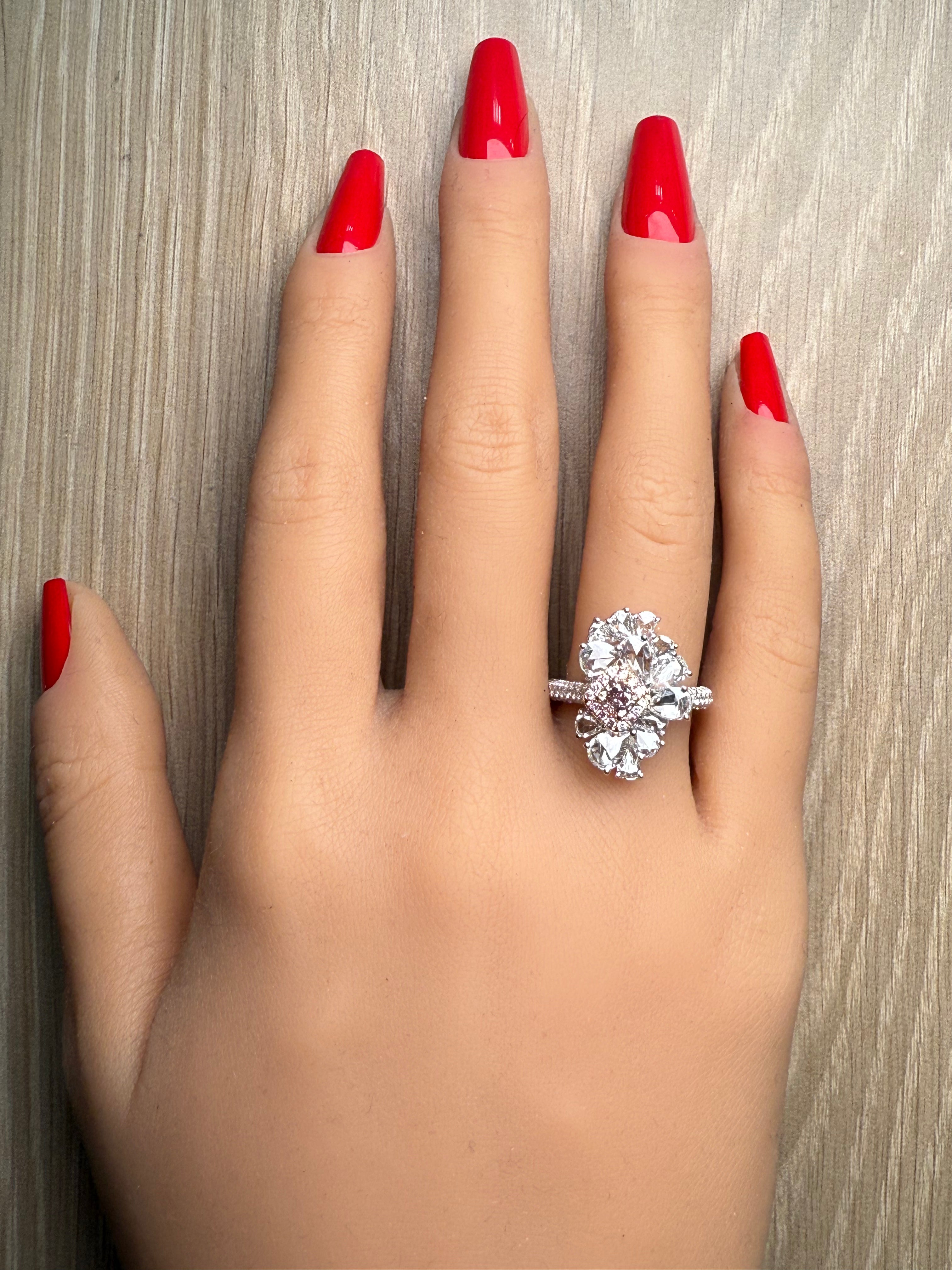 Natural Pink Cushion Diamond Ring Gia Certified